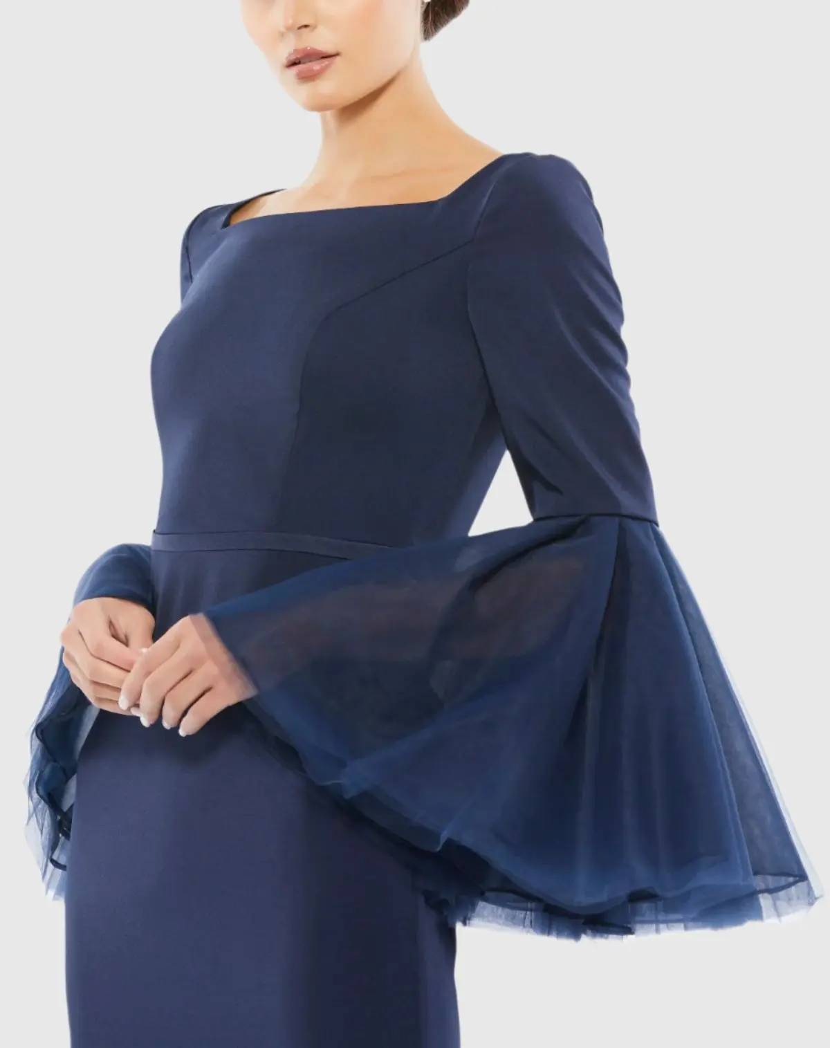 Blue Flounce Sleeve Square Neck Dress