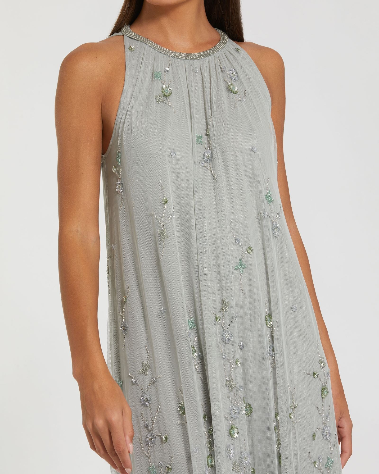 Elegant Flowing Mesh Gown