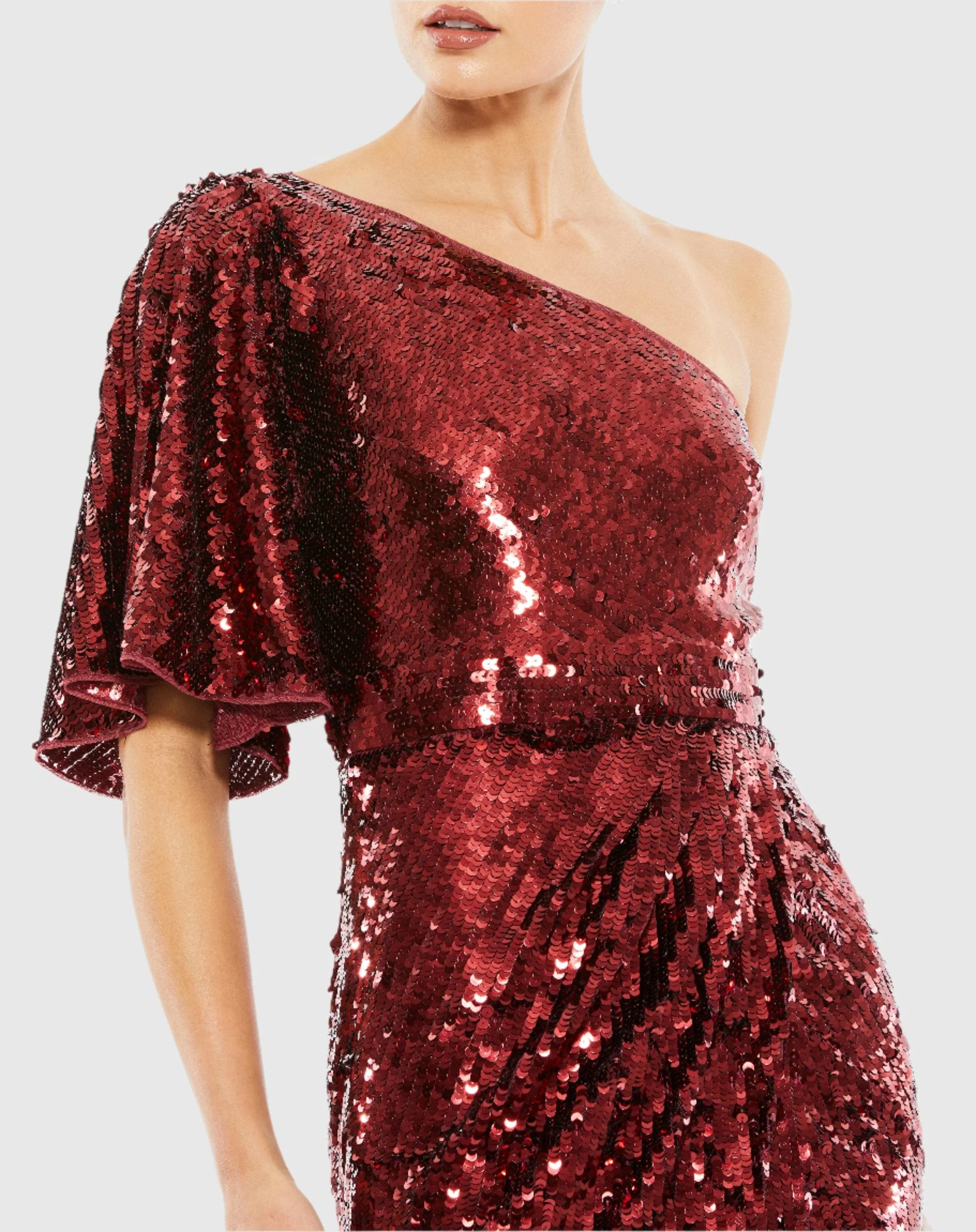 Embellished Cap Sleeve Cowl Neck Gown