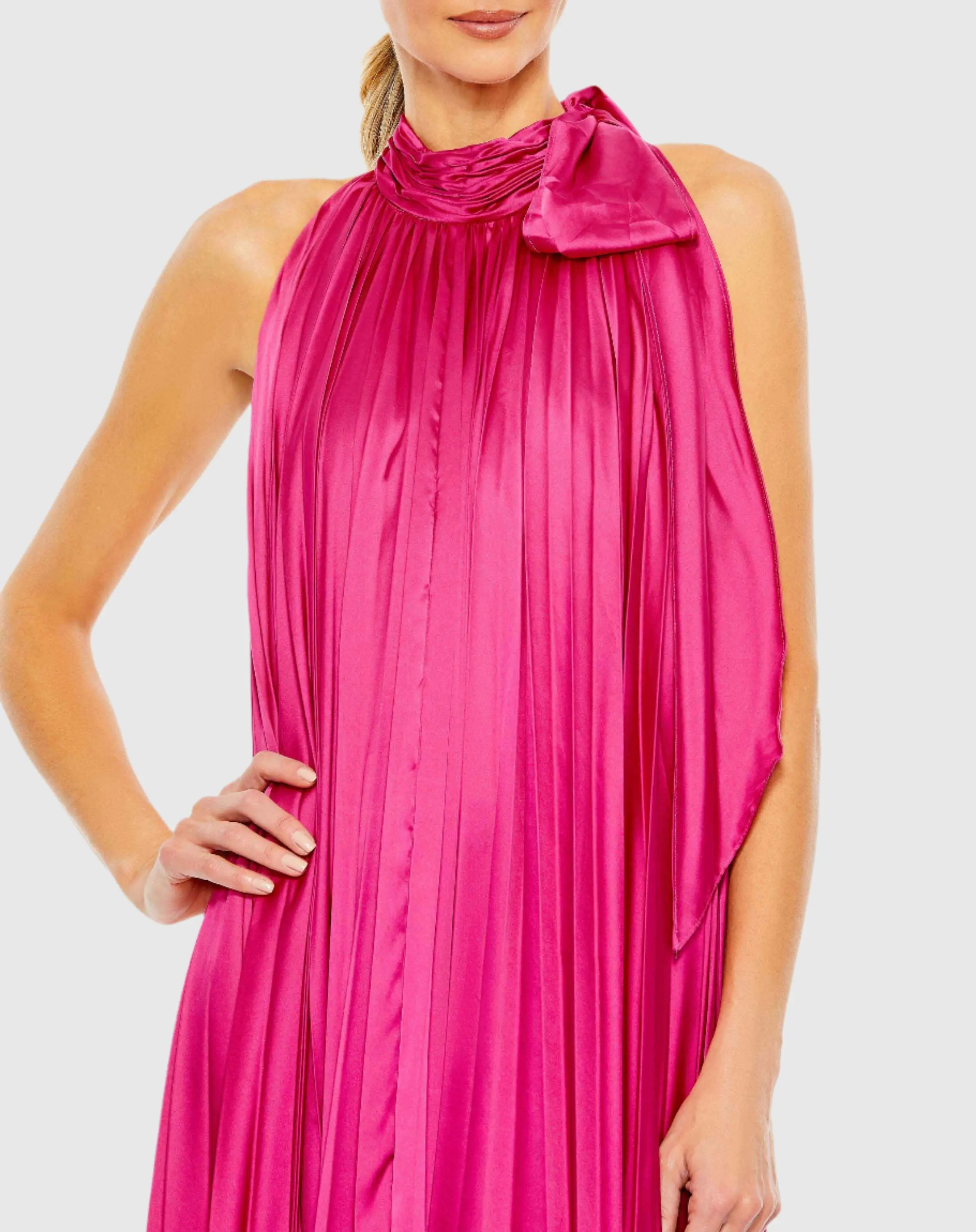 Rose Pleated Strapless Trapeze Dress