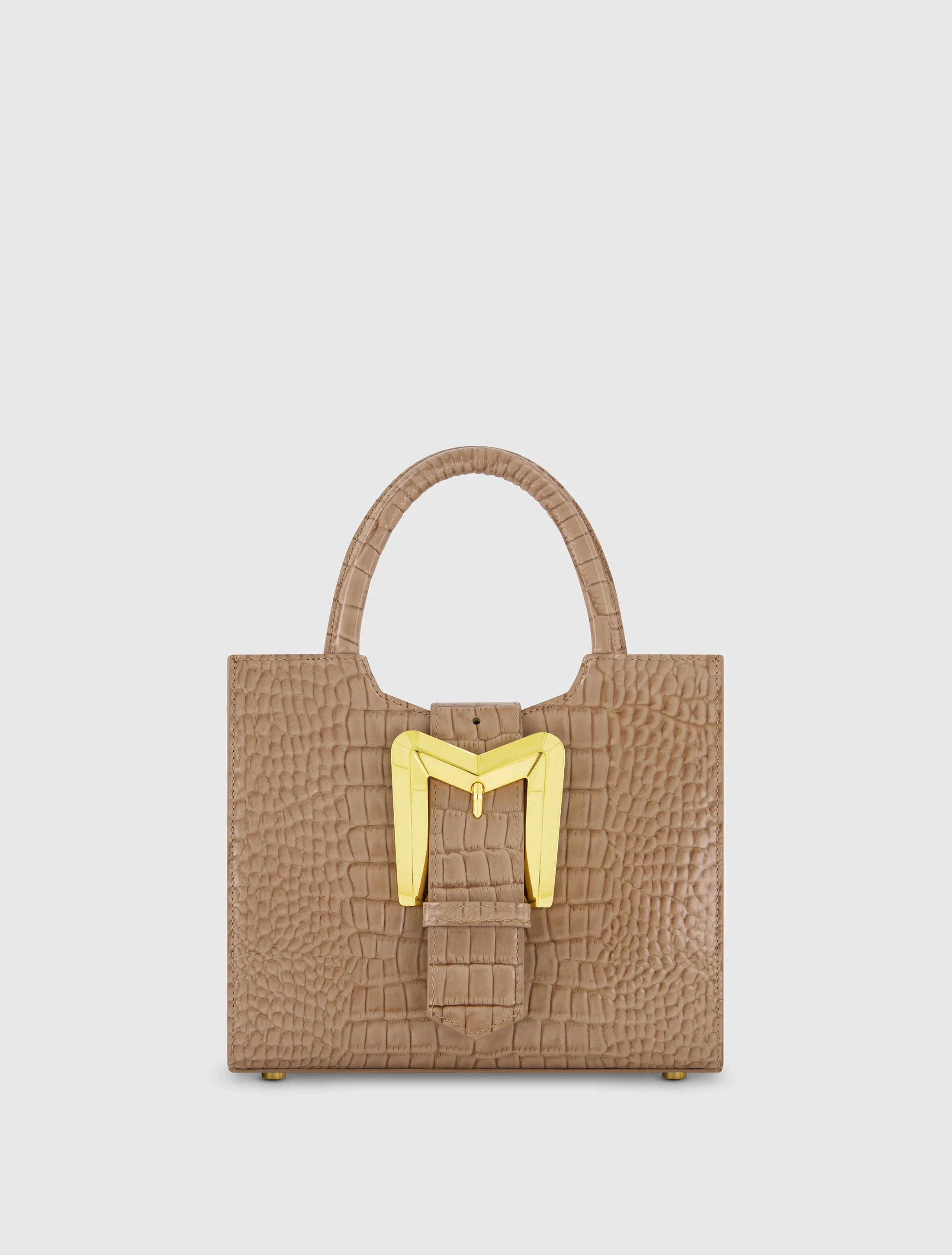 Leather Tote Bag With Gold Buckle