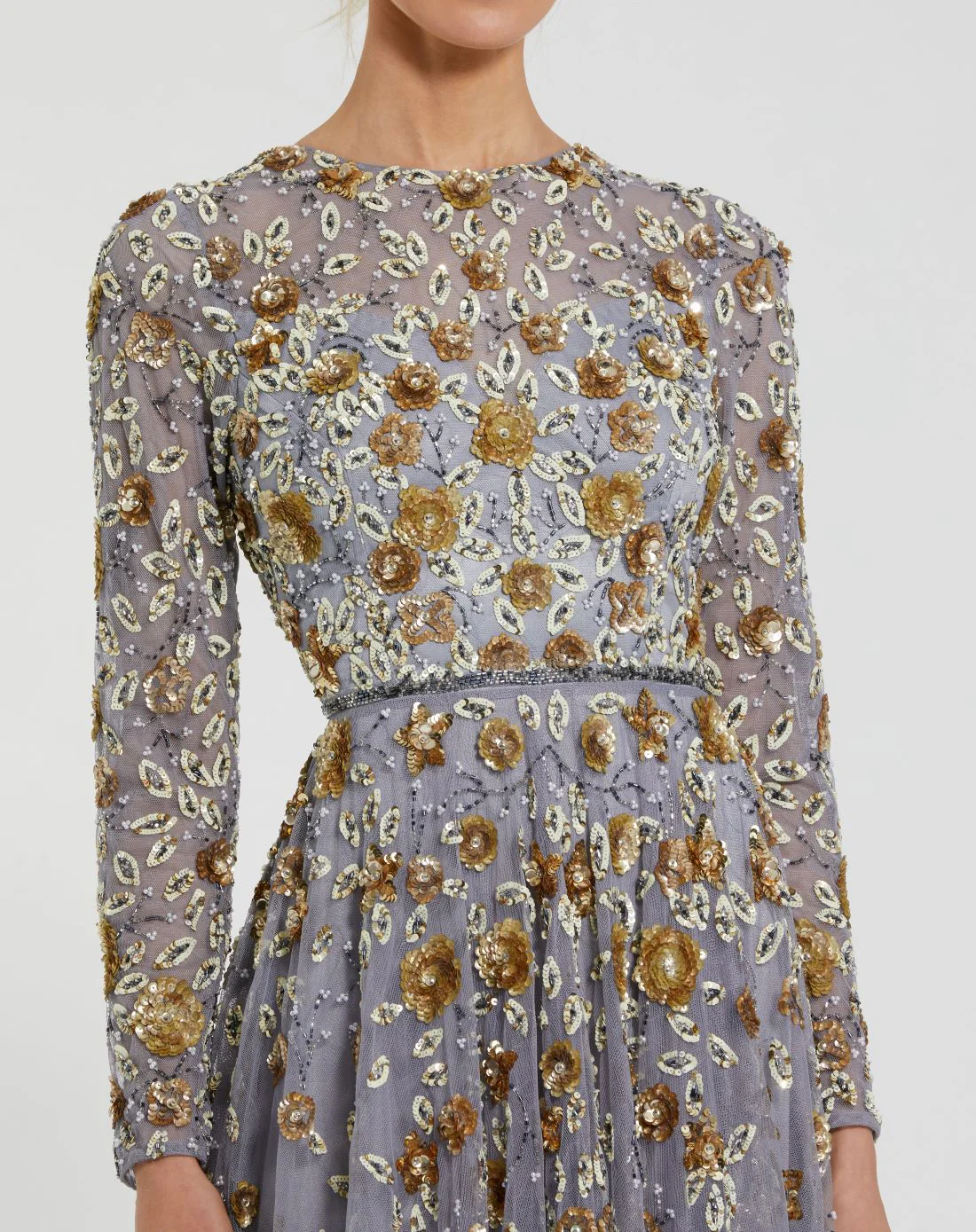 Glamorous High Neck Long Sleeve Gown