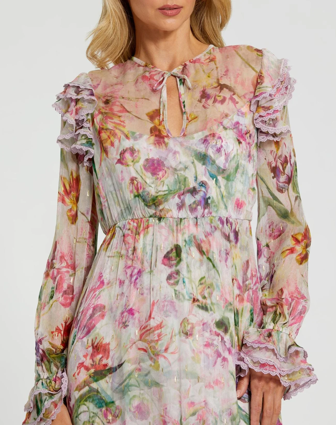 Floral Midi Dress with Ruffle Detail