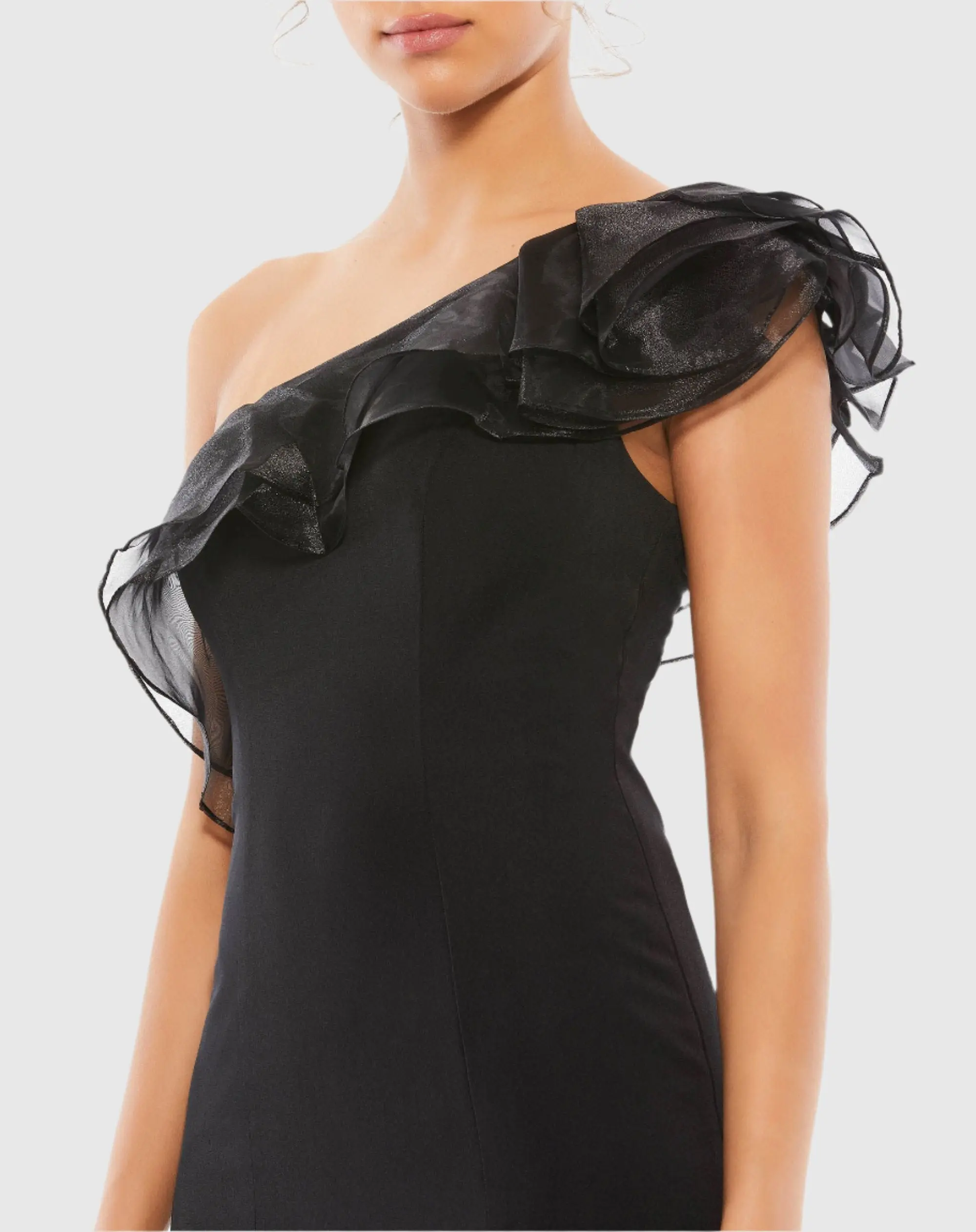 Black Ruffle Evening Gown