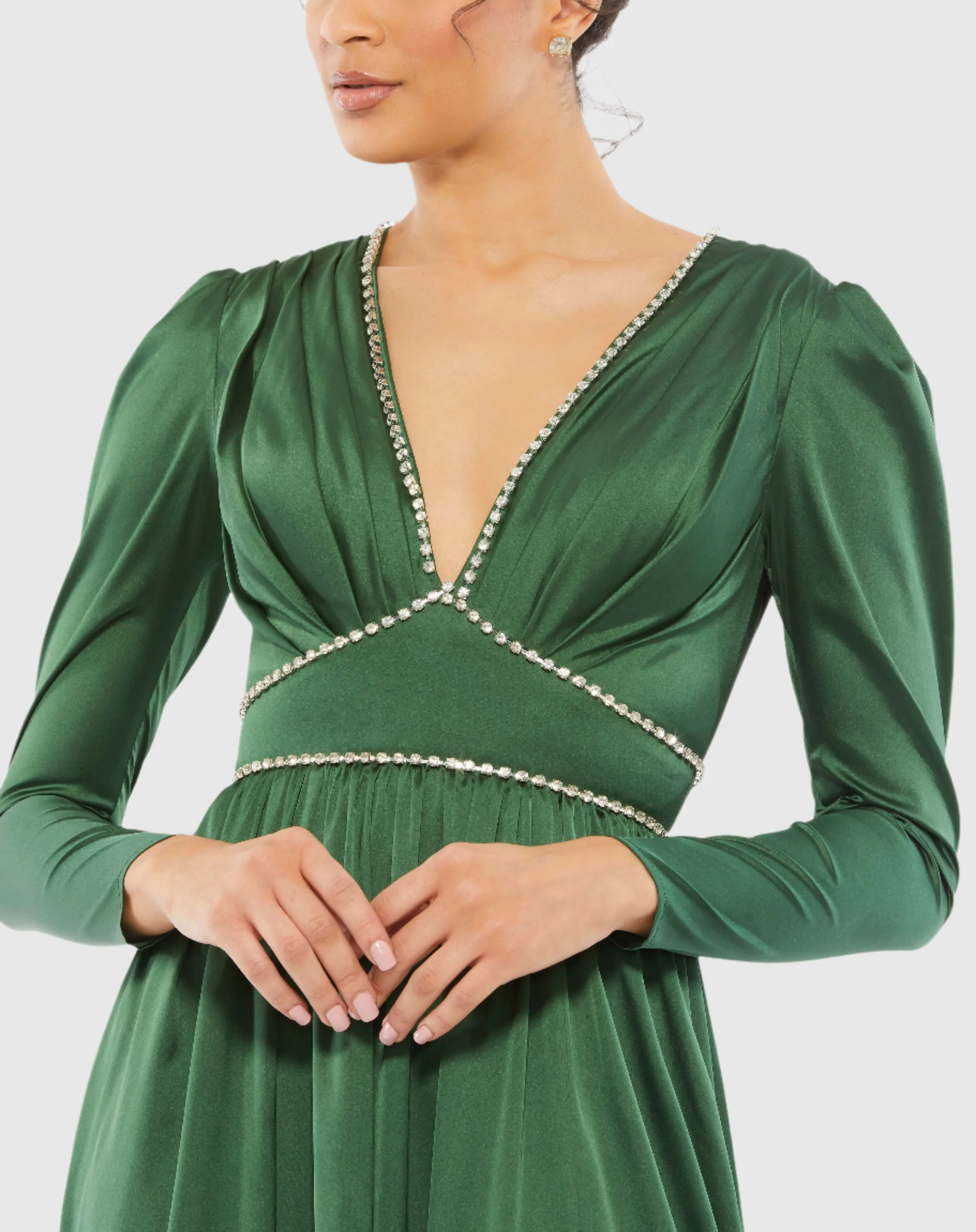 Sparkle Puff Sleeve Gathered Dress
