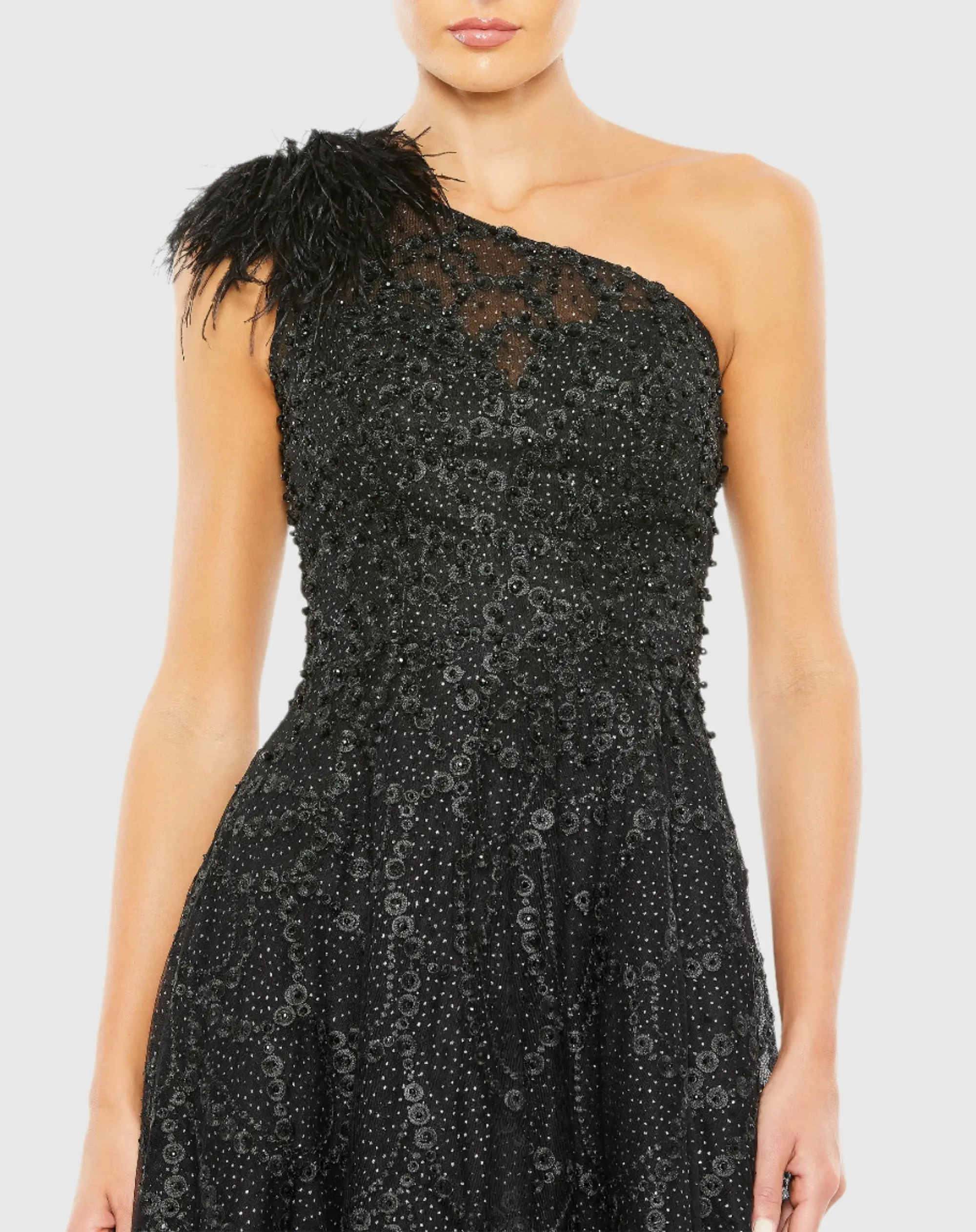 Stitched One Shoulder A Line Dress