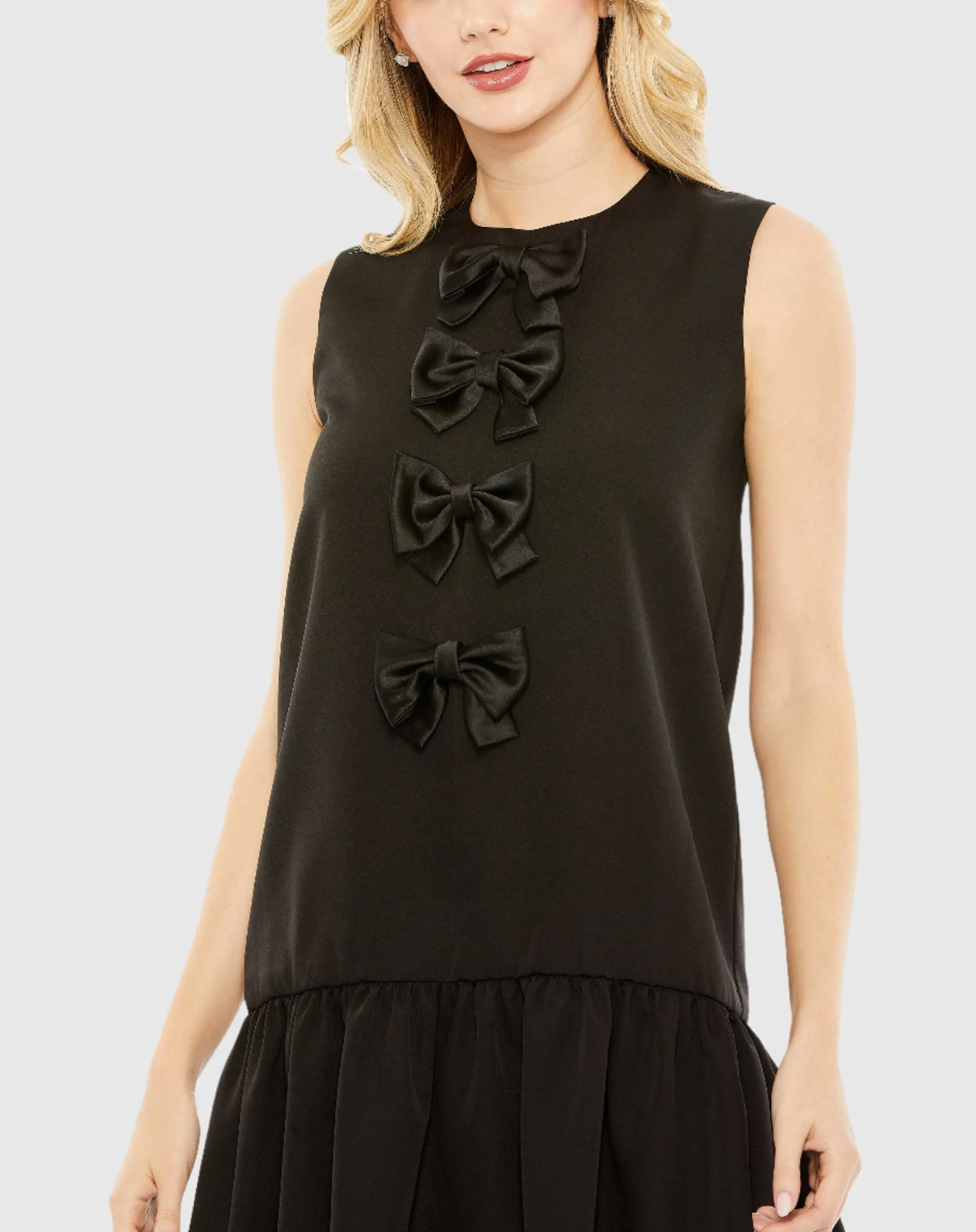 Bow Detail Tiered Hem A Line Dress