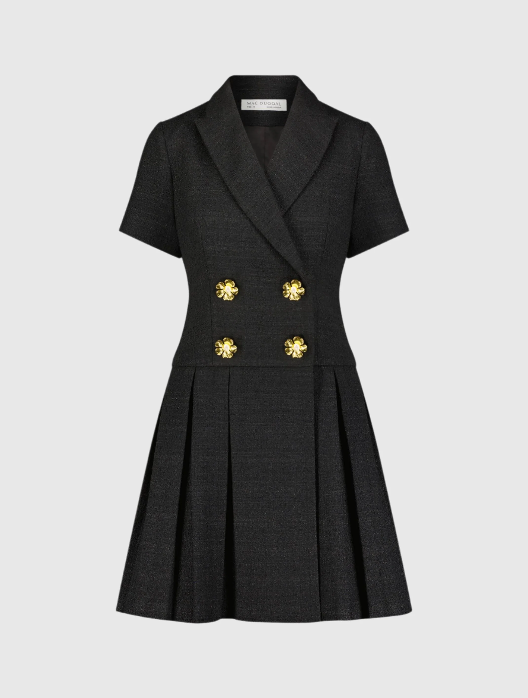 Black Tweed Short Sleeve Blazer Mini Dress
