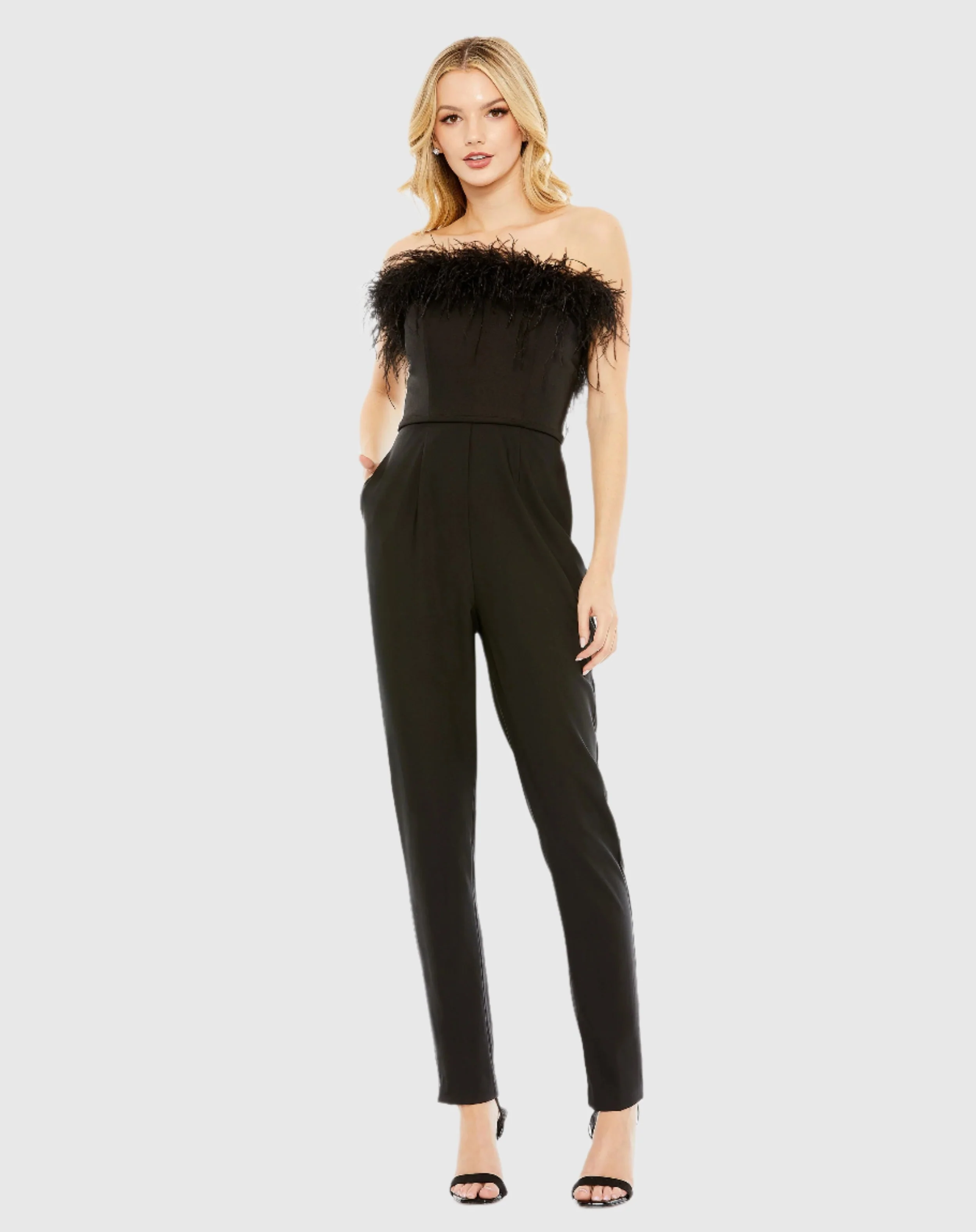 Feather Trim Jumpsuit
