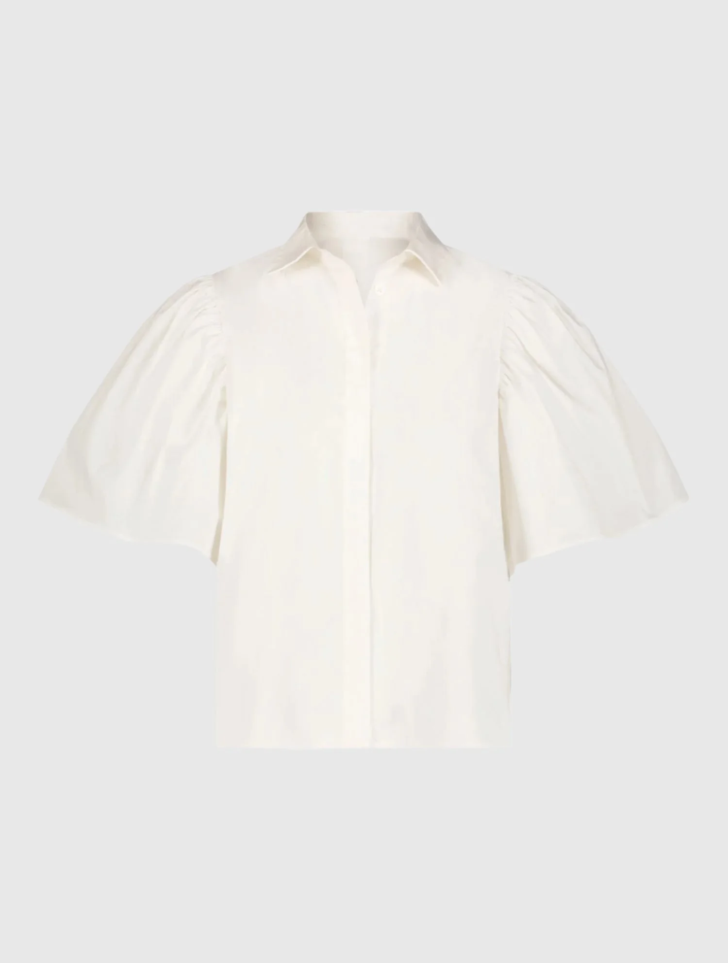 Cotton Flare Ruffle Sleeve Button Up Top