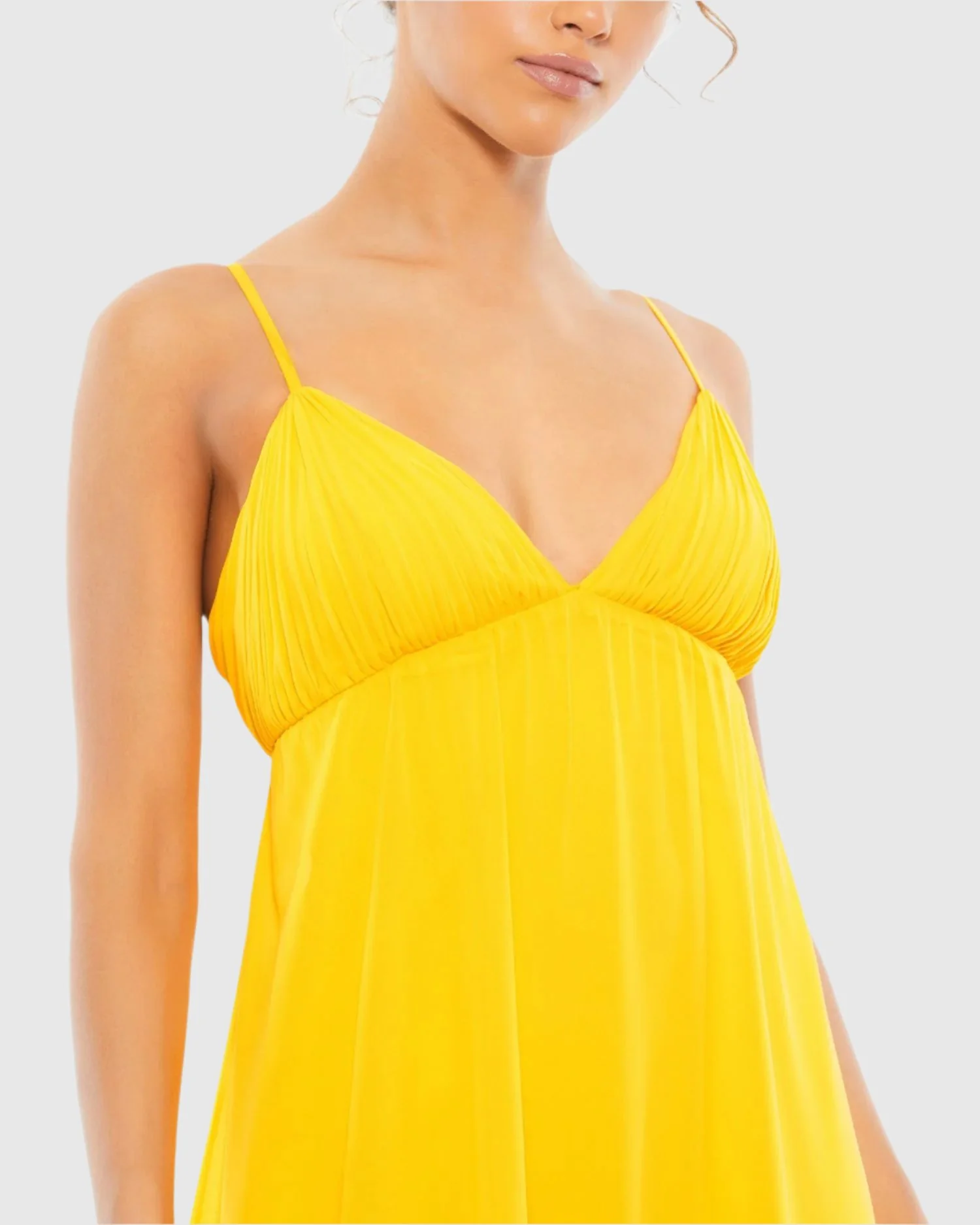 Ruffle V Neck Cross Back Mini Dress