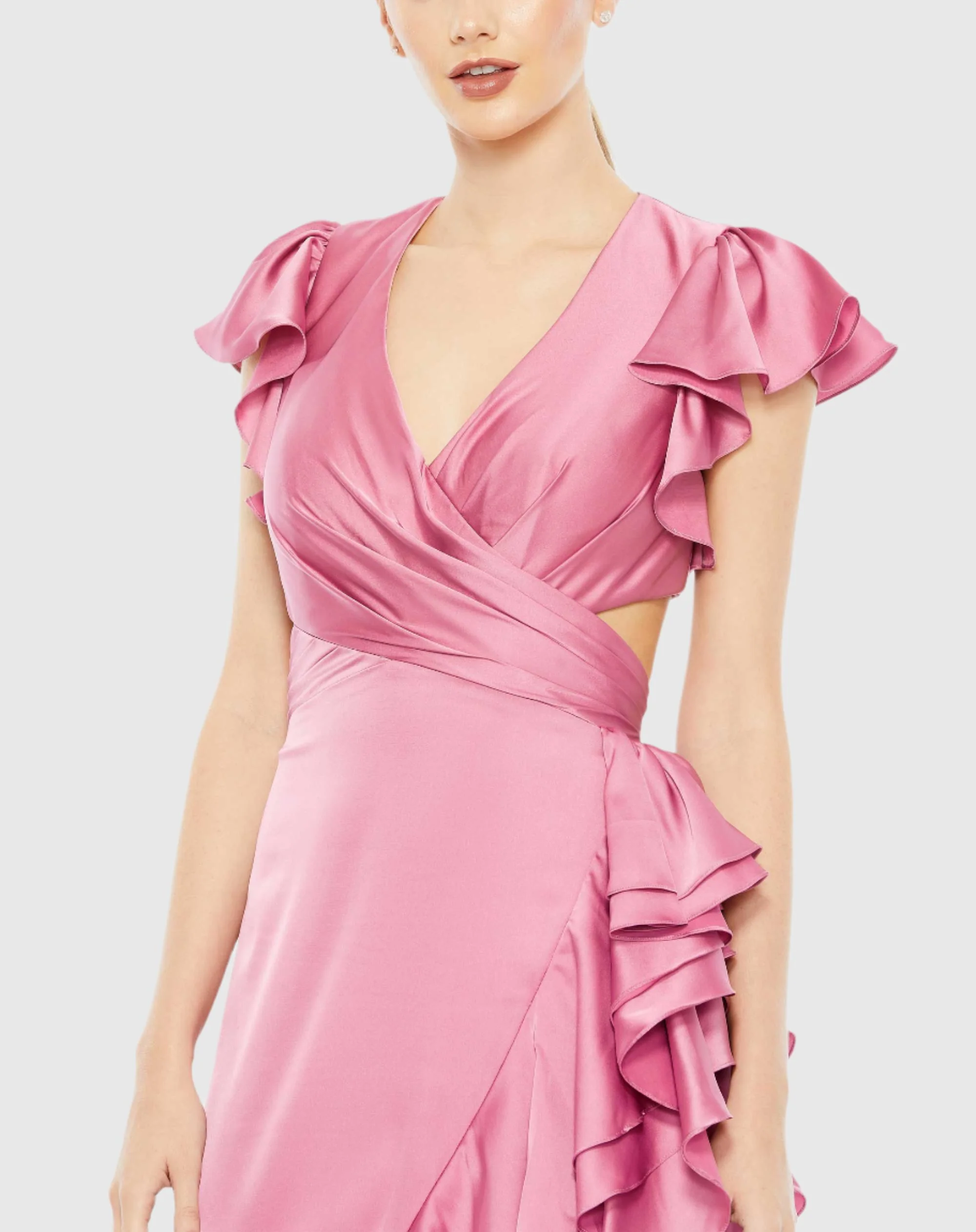 Flutter Sleeve Cut Out Ruffled Dress