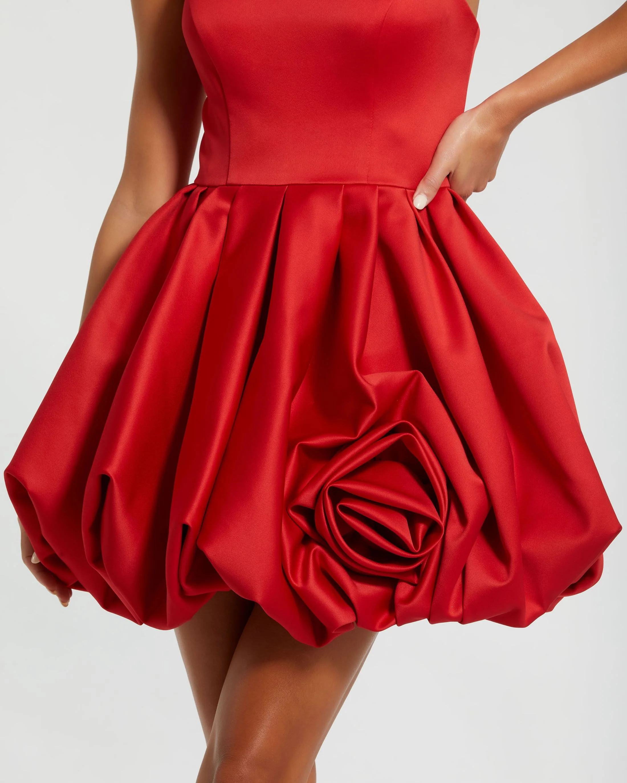 Pink Strapless Mini Dress With Flower Detail