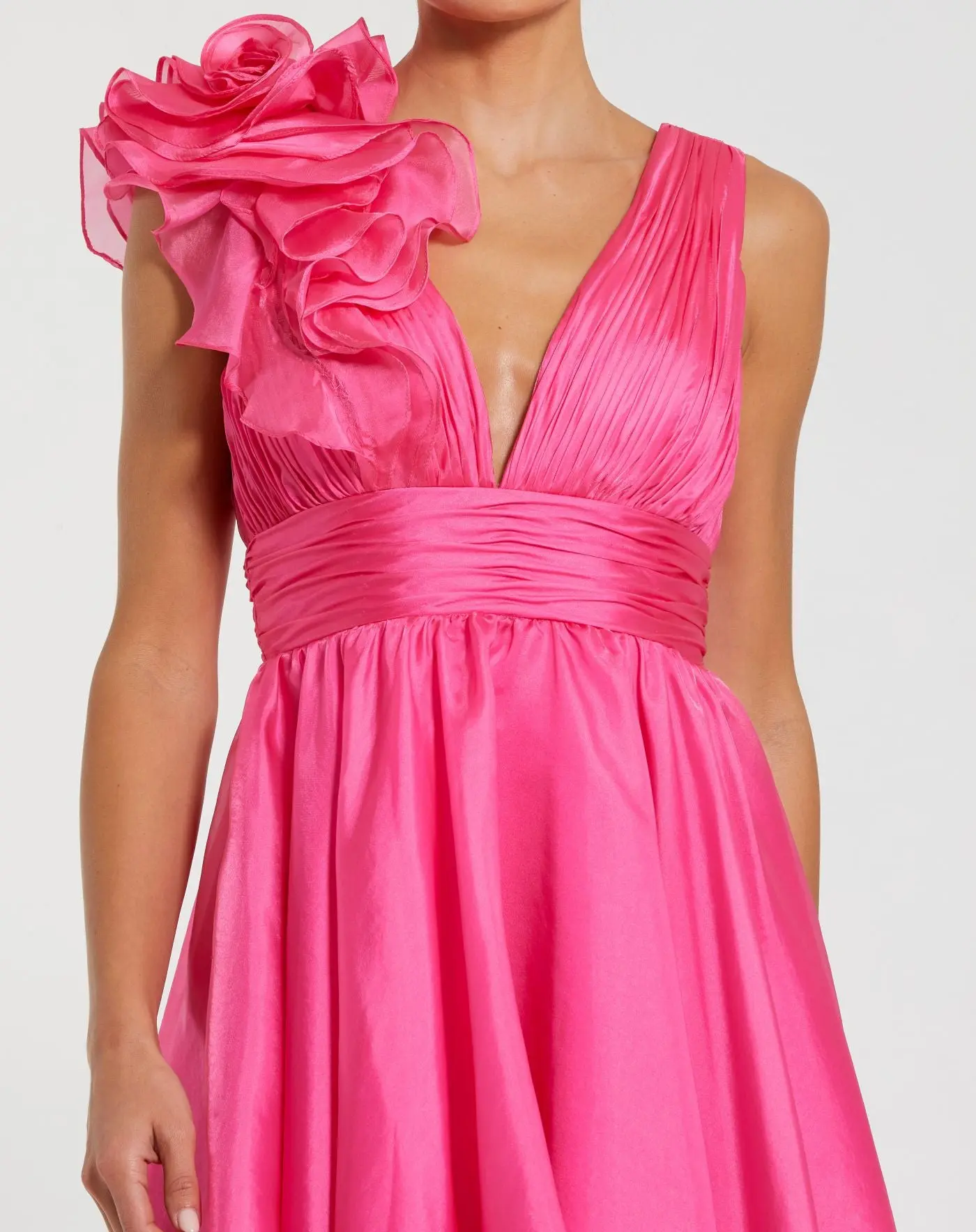 Feminine Ruffle V Neck Mini Dress