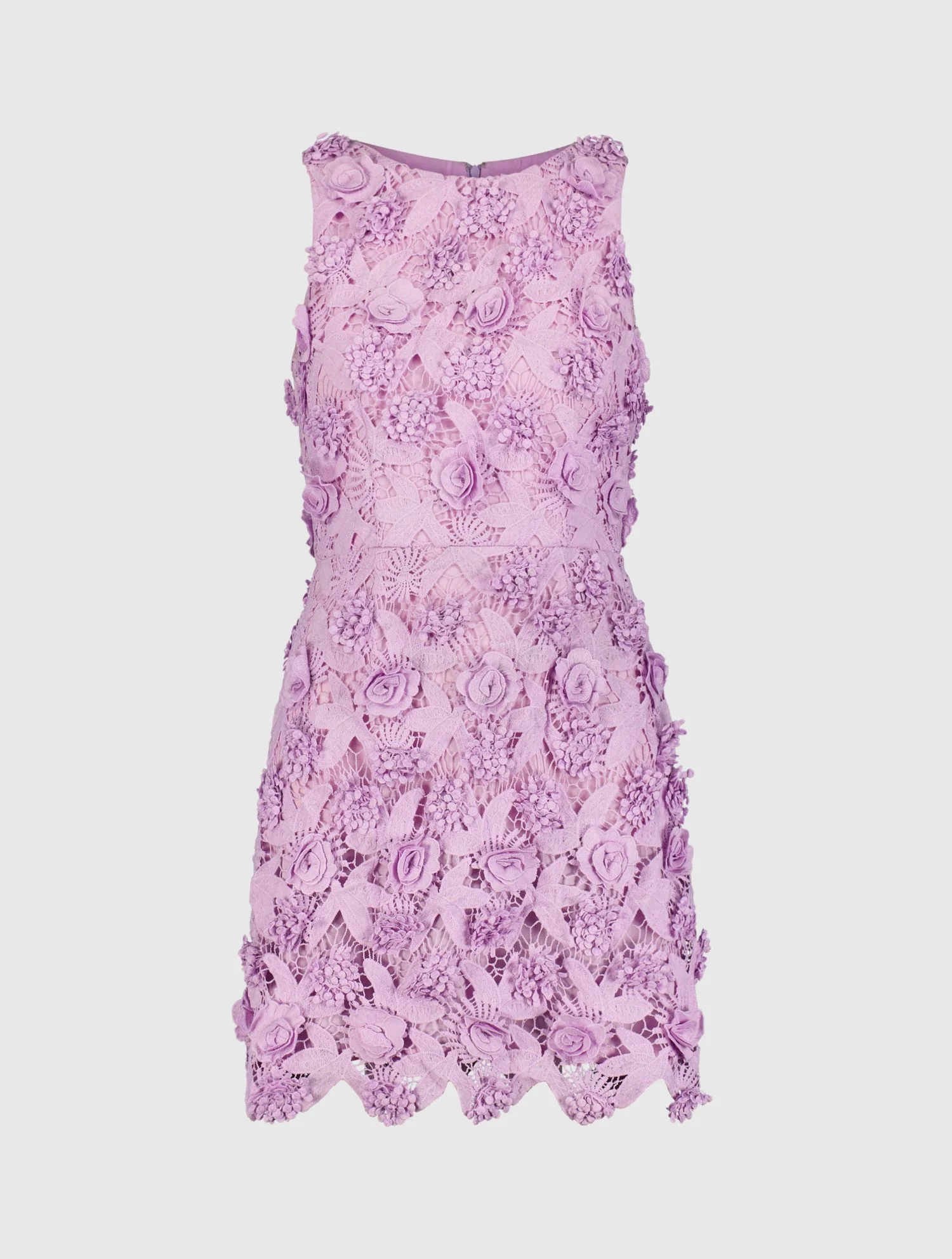 Floral Lace Fitted Sleeveless Mini Dress