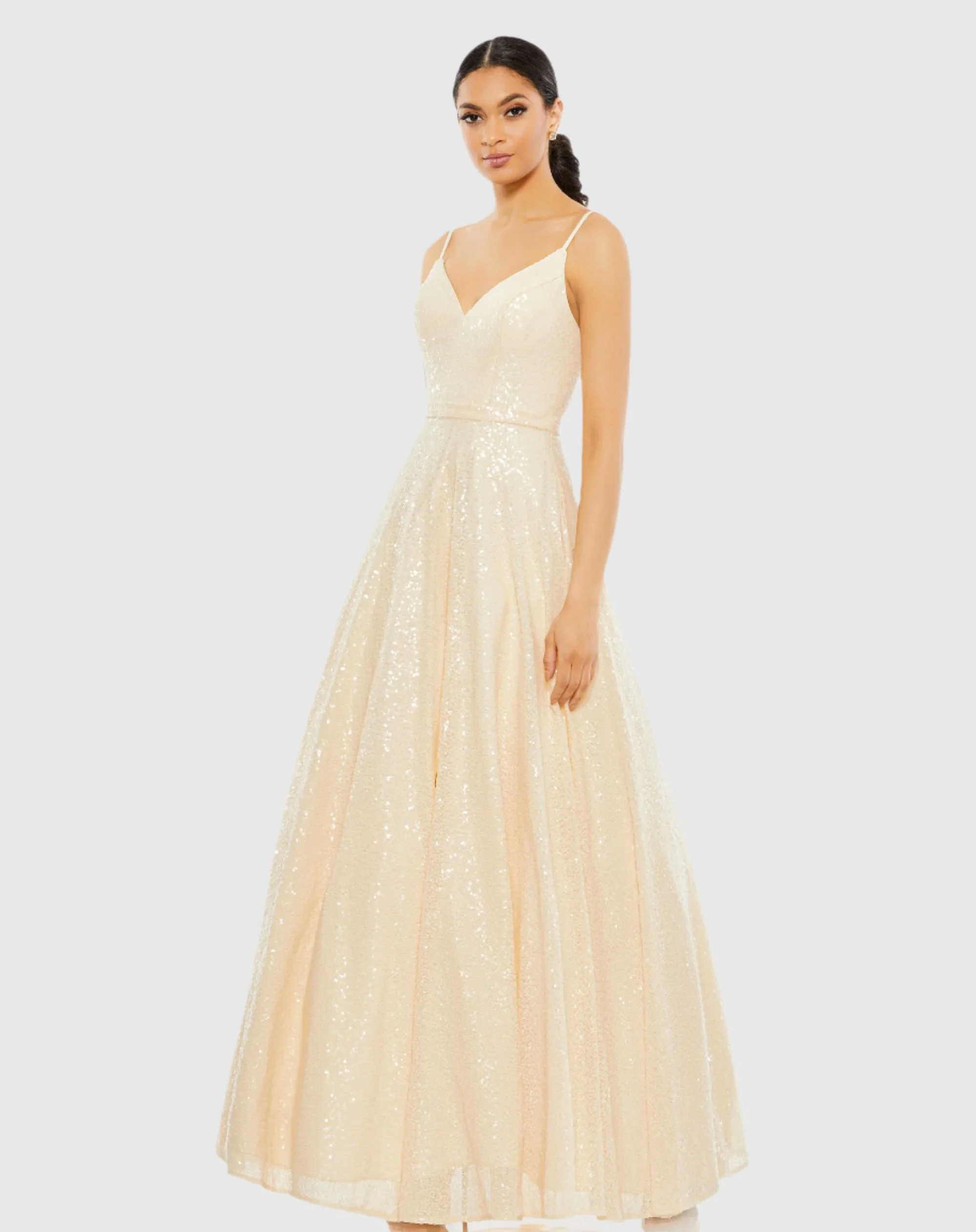V Neck Sequined Ball Gown