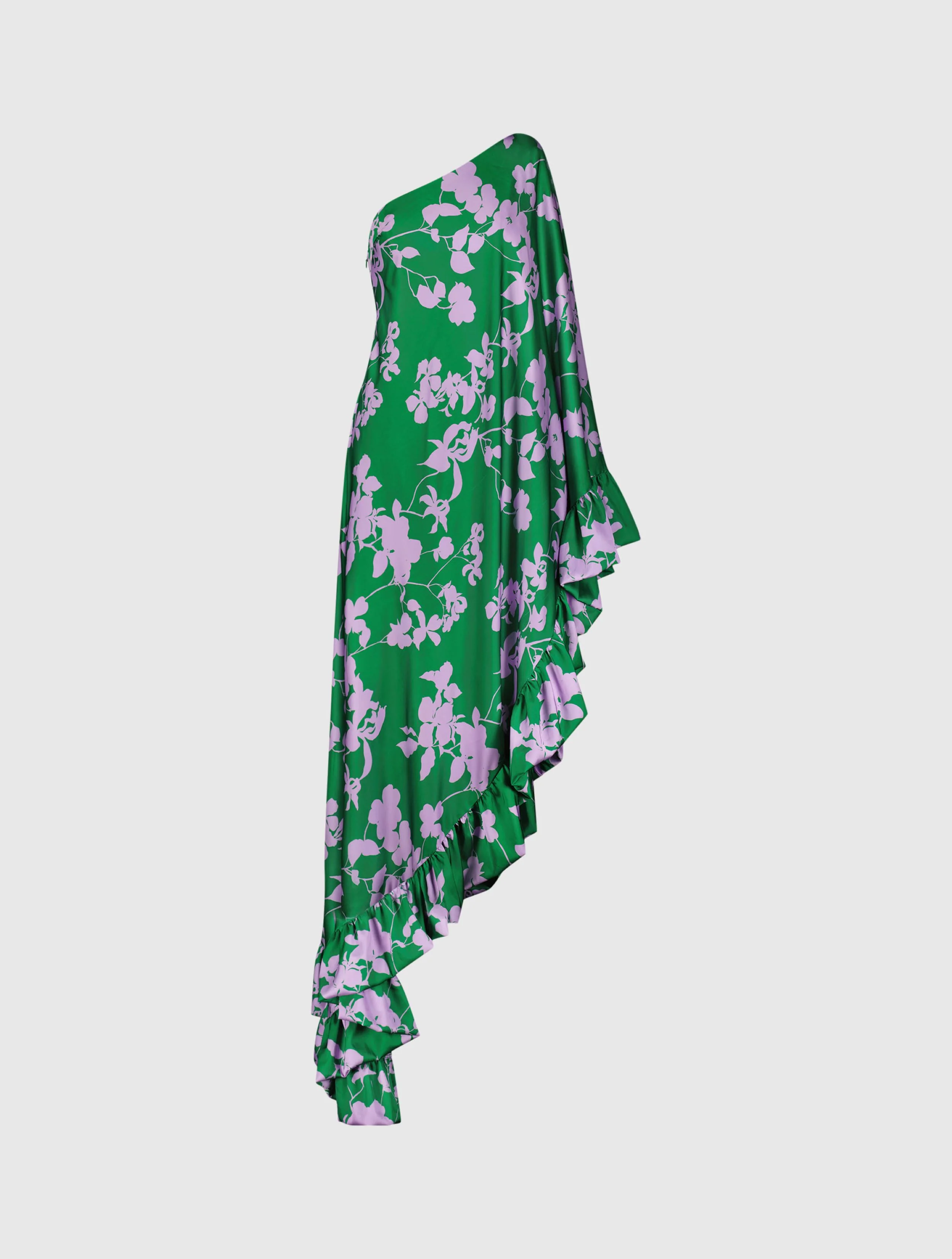 Printed Charmeuse One Shoulder Gown