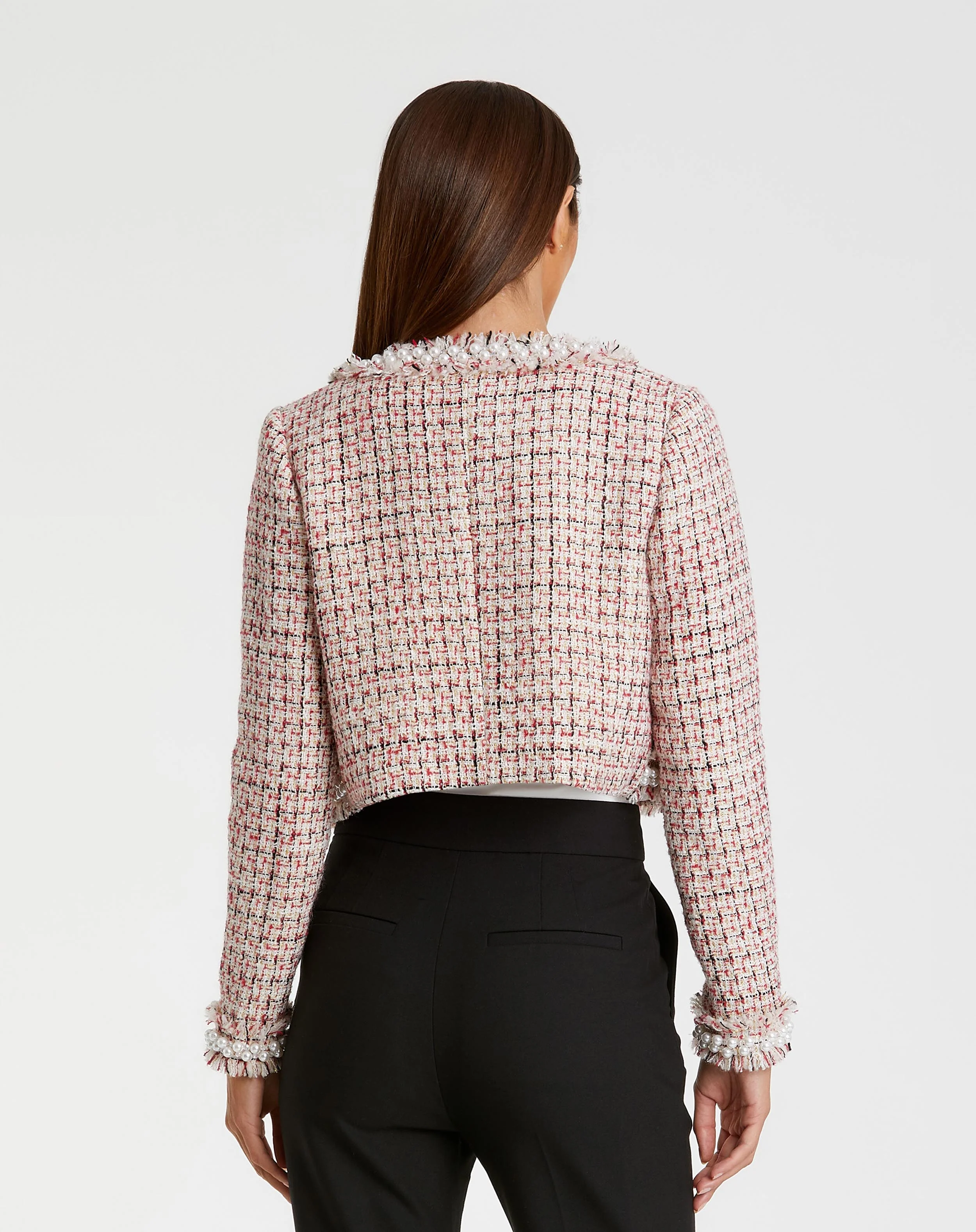 Gloss Trim Long Sleeve Crop Jacket