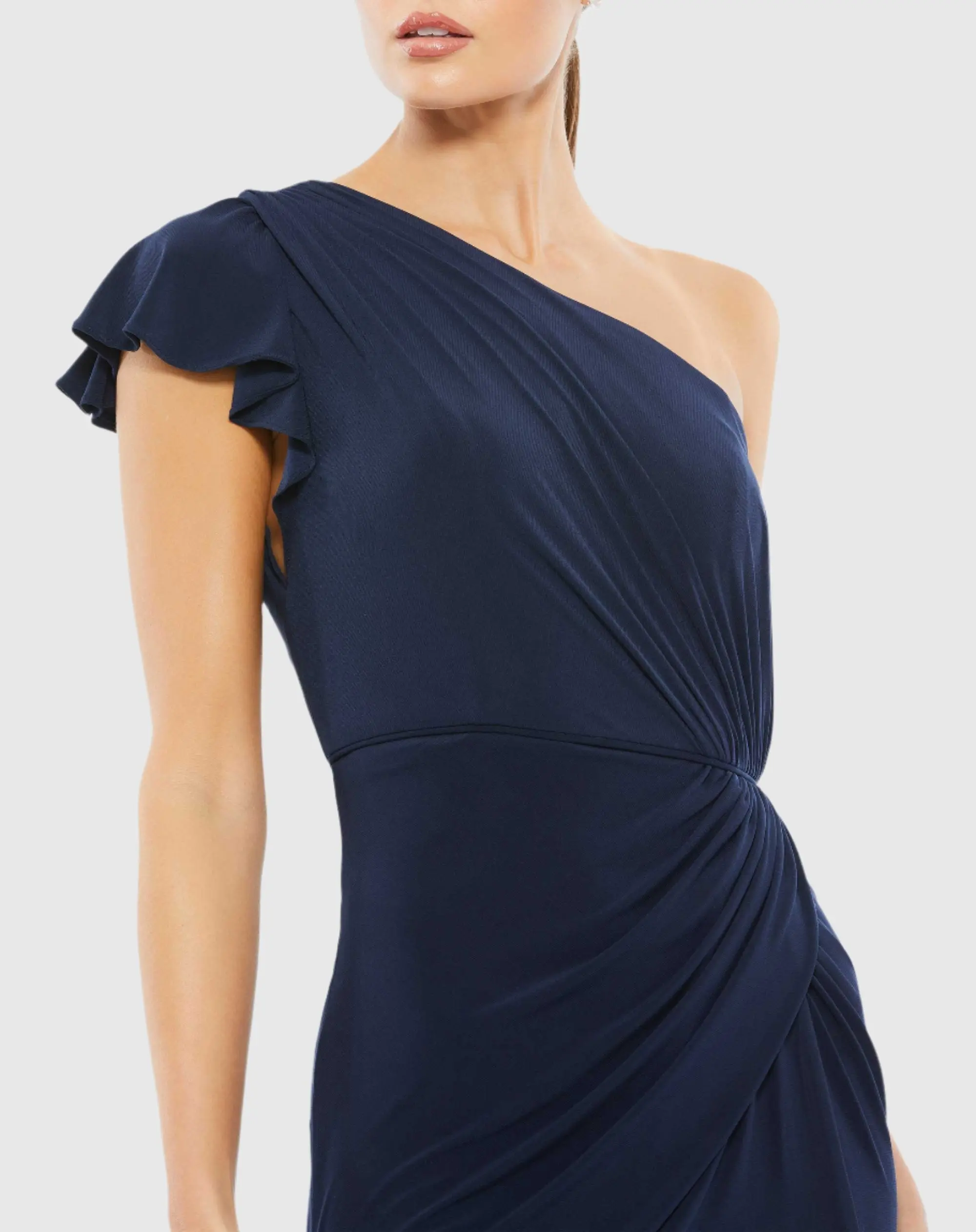 Blue Frilled Off-Shoulder Dress