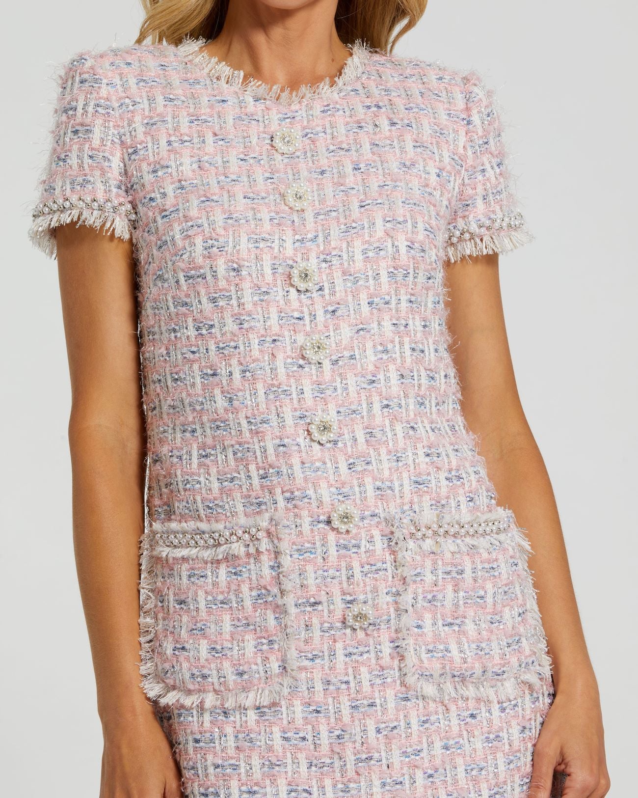 Floral Shift Dress with Pink Detail