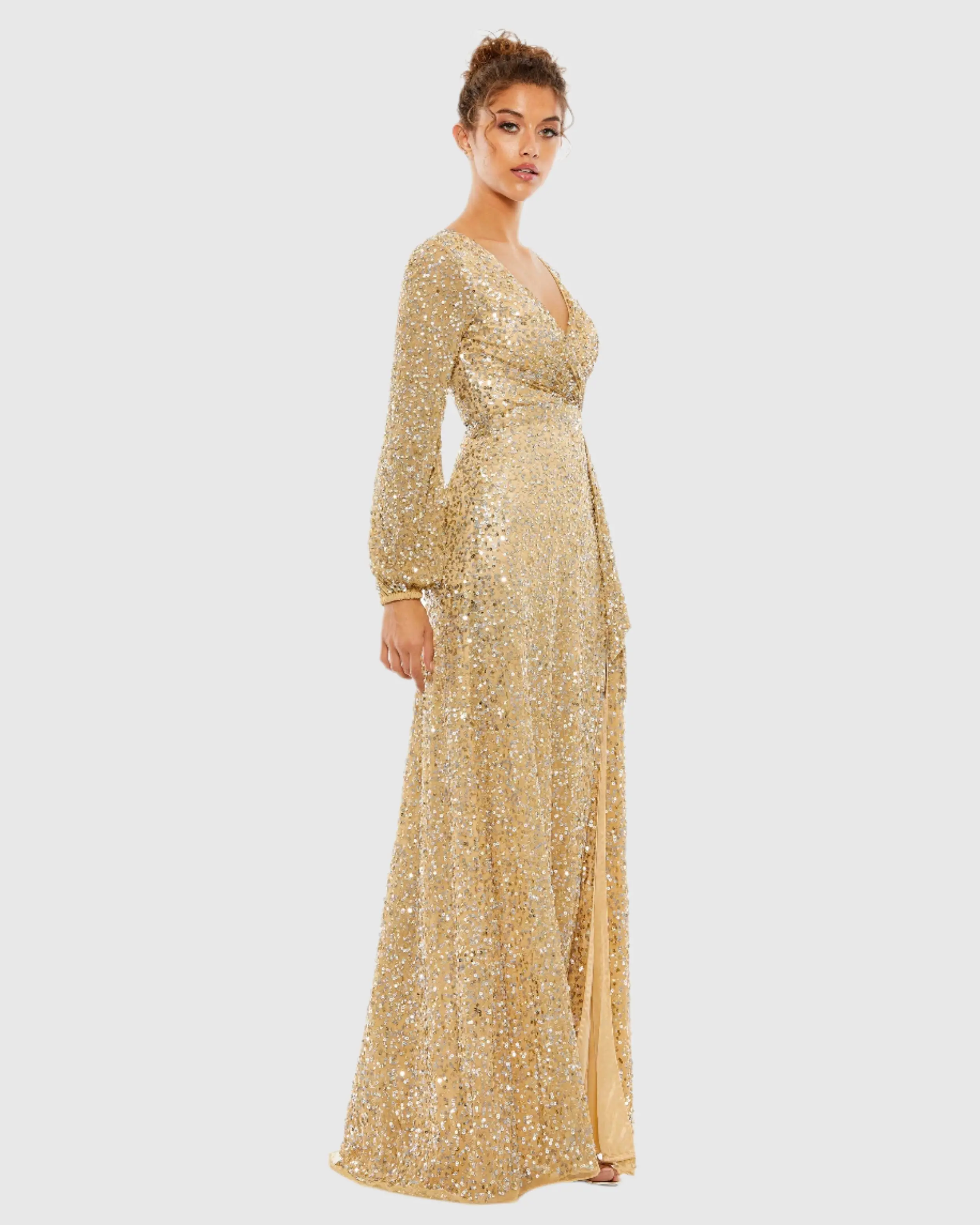 Multi Colored Sequin Long Sleeve Gown