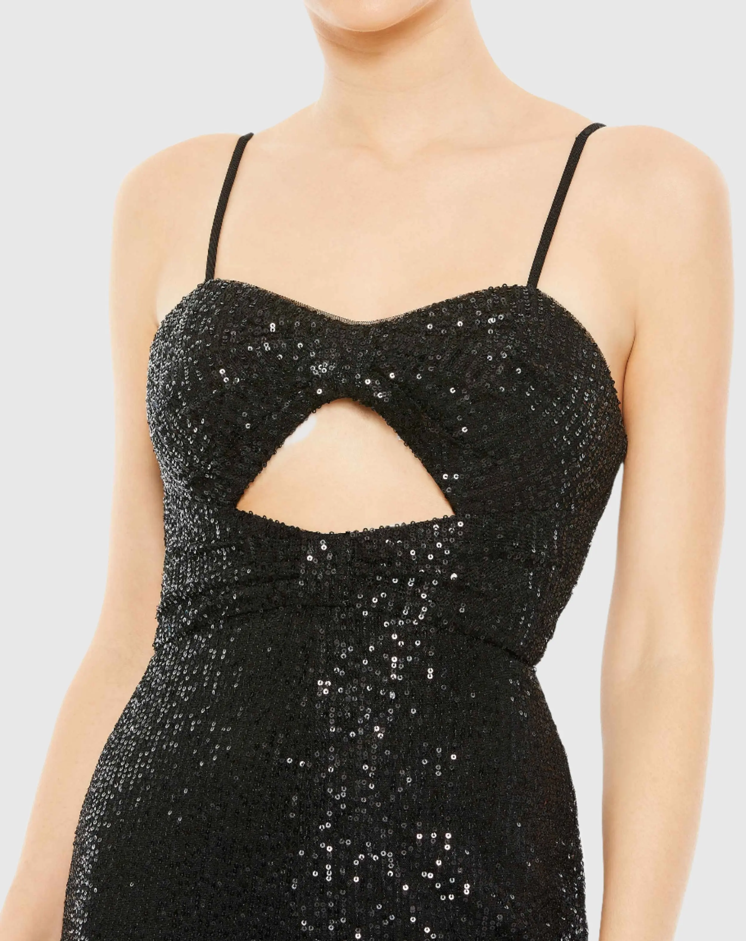 Glittery Strapless Cut Out Dress