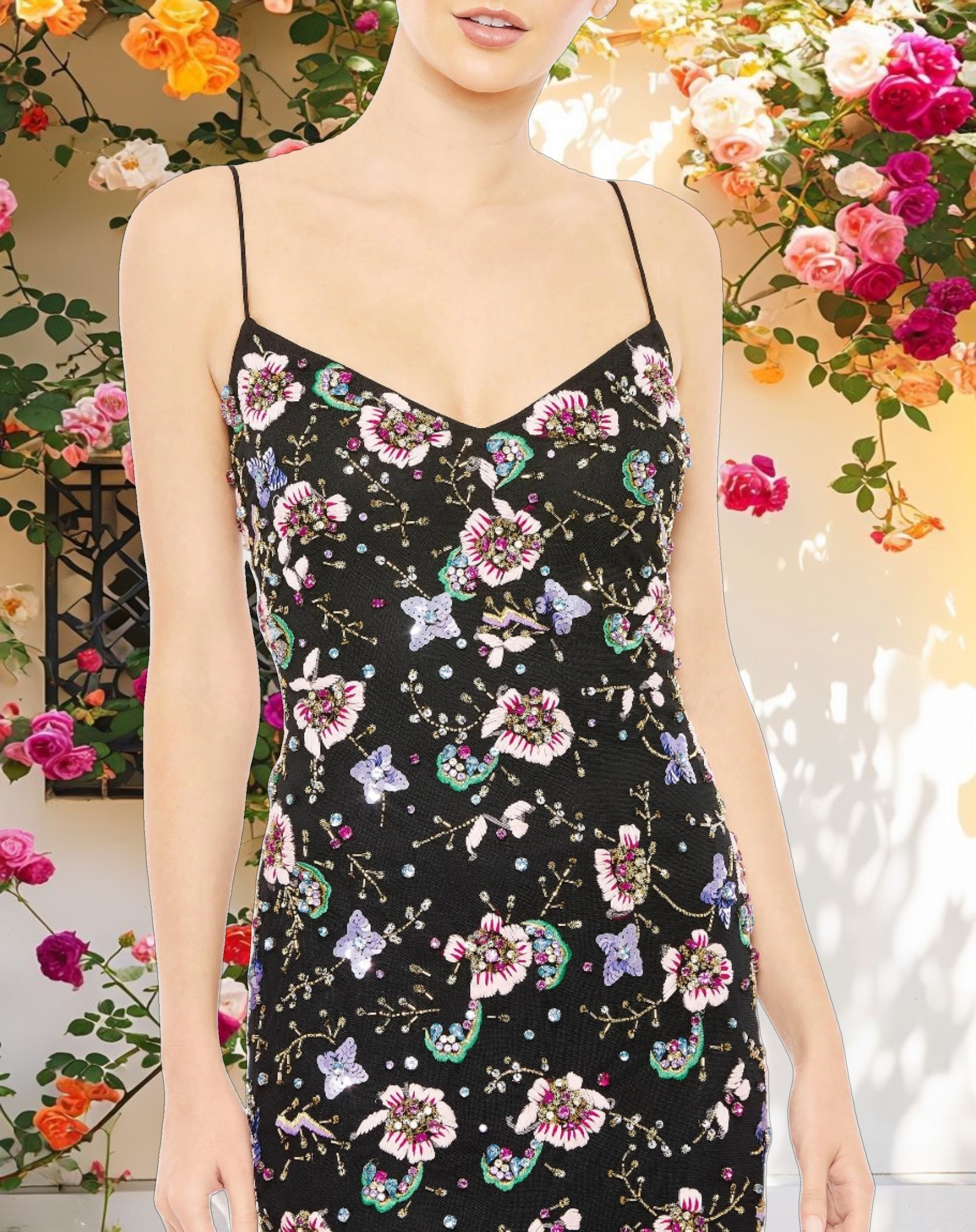 Stitched Decorative Strap Laced Dress