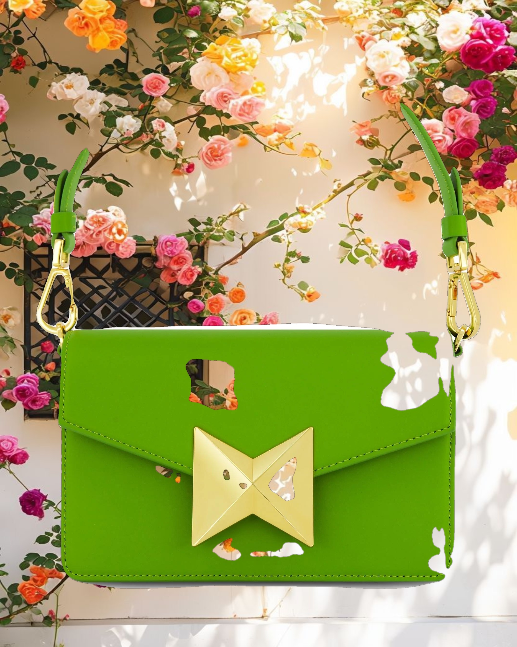 Mini Green Leather Shoulder Bag With Gold Hardware