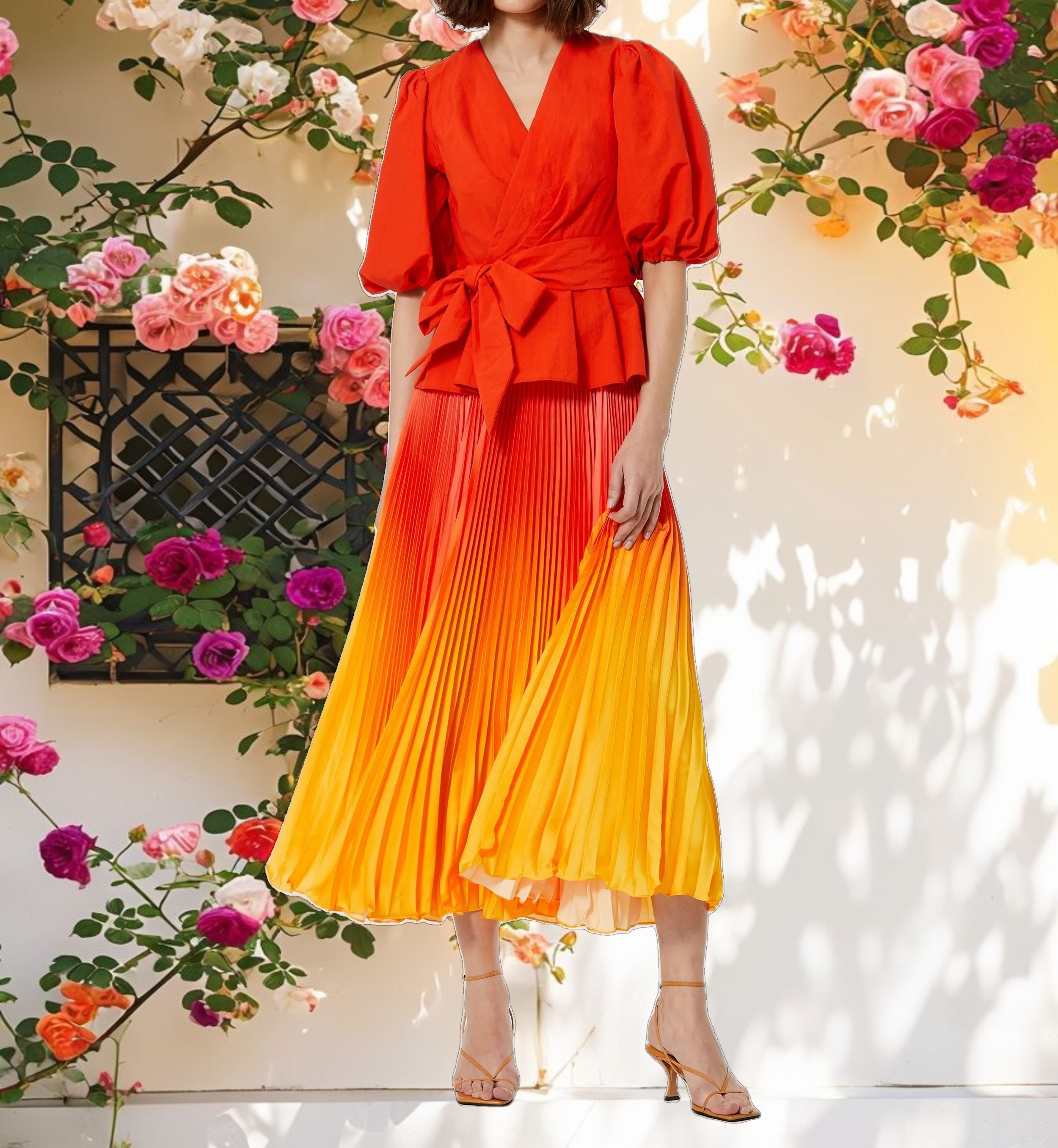 Pleated Ombre Maxi Skirt