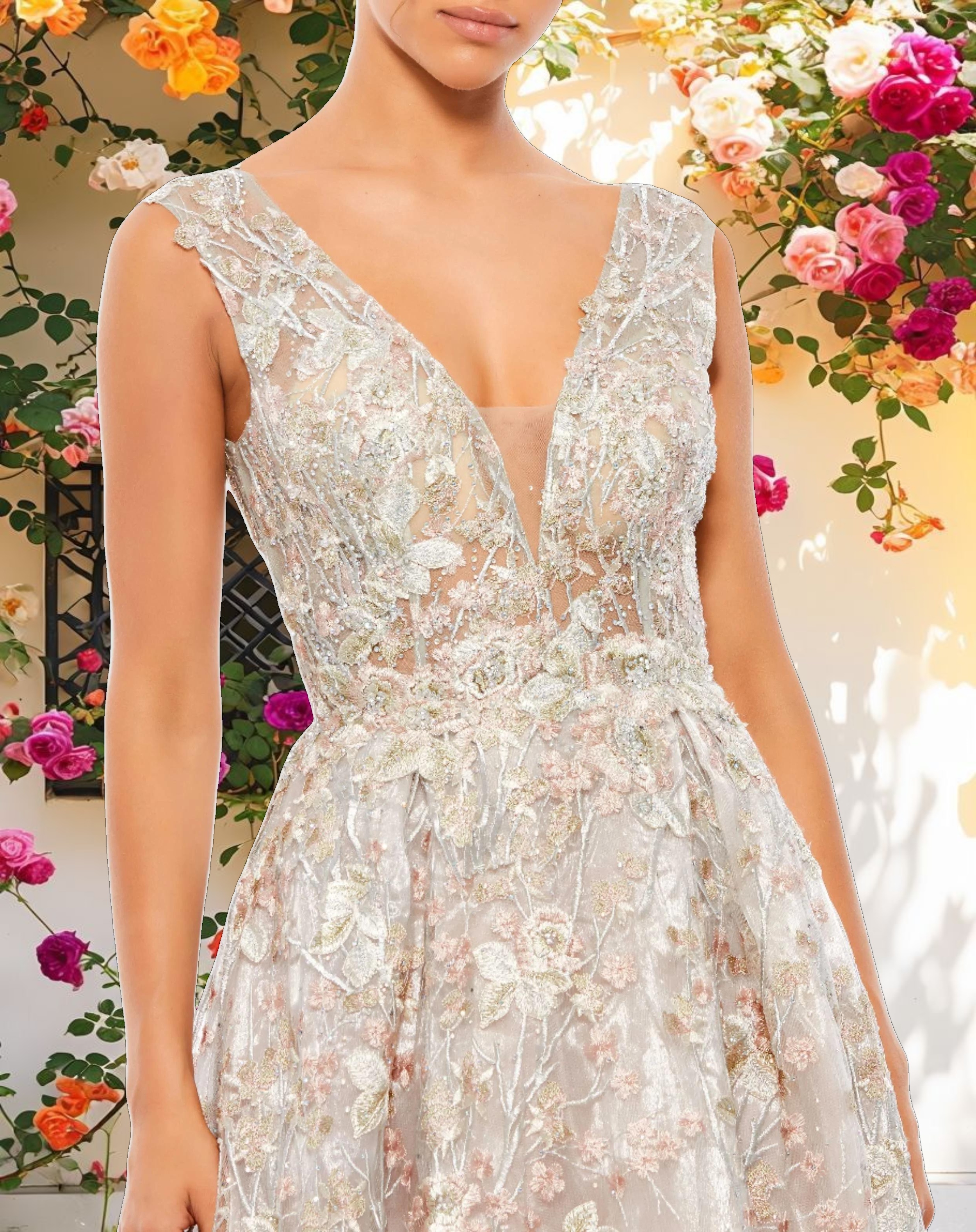 Stitched Floral Gown