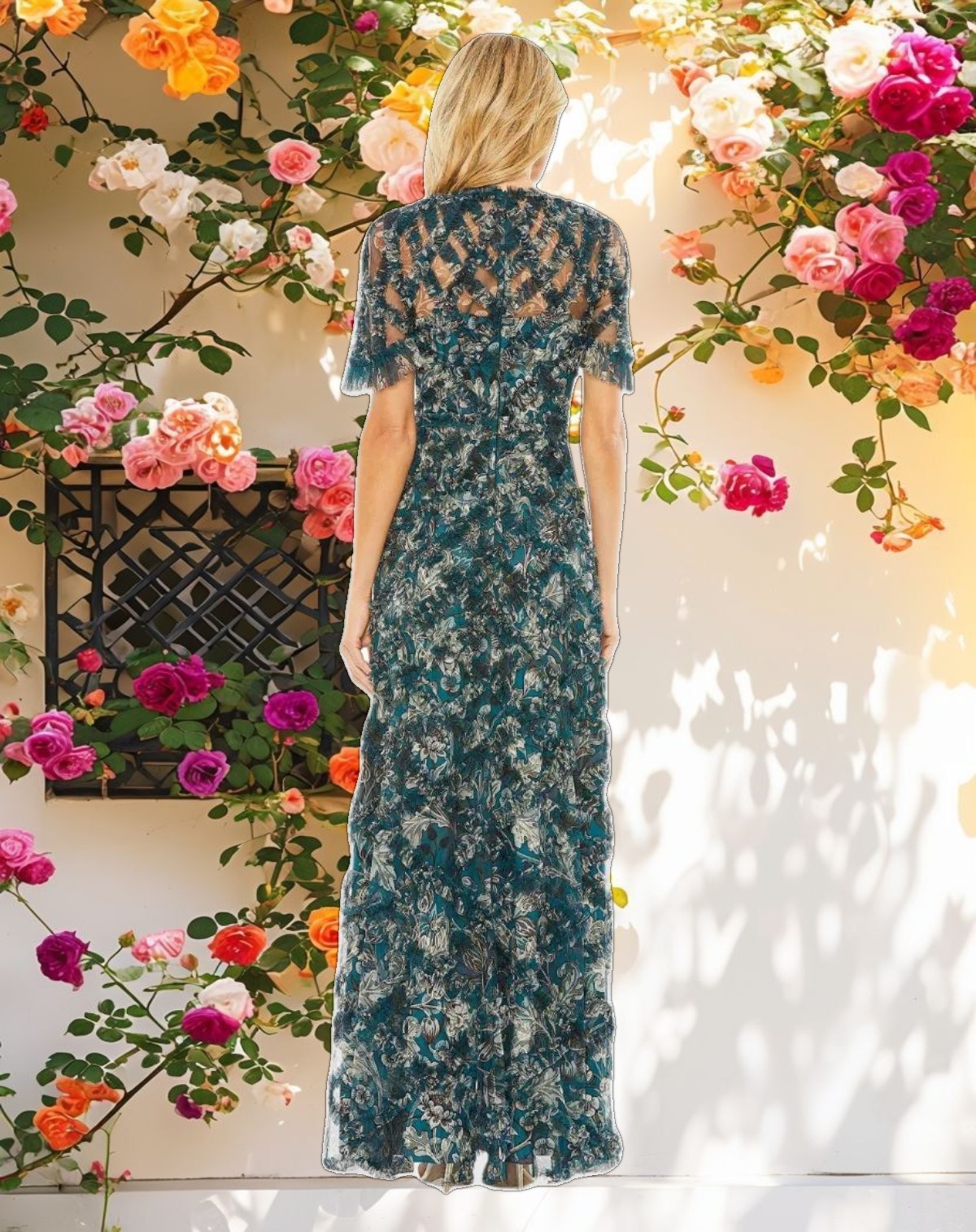 Floral Ruffle Detail Maxi Dress