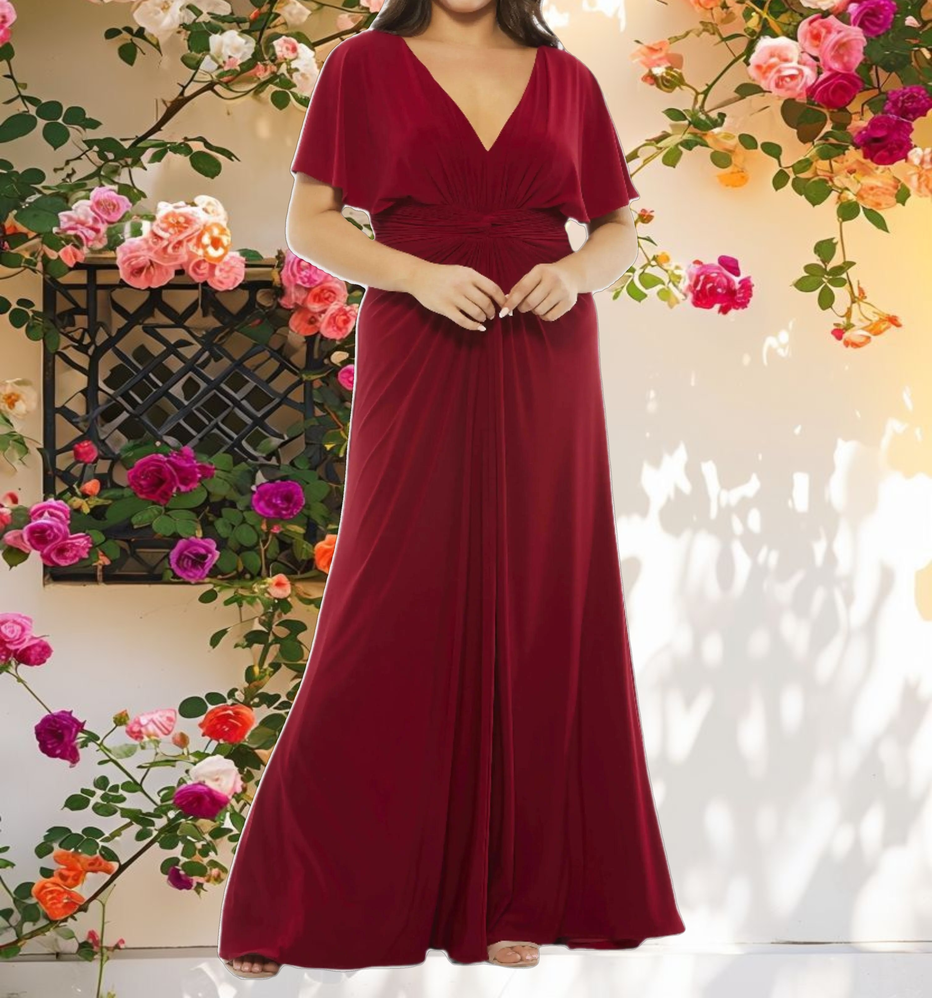 Twist Waist Jersey Gown (Plus)