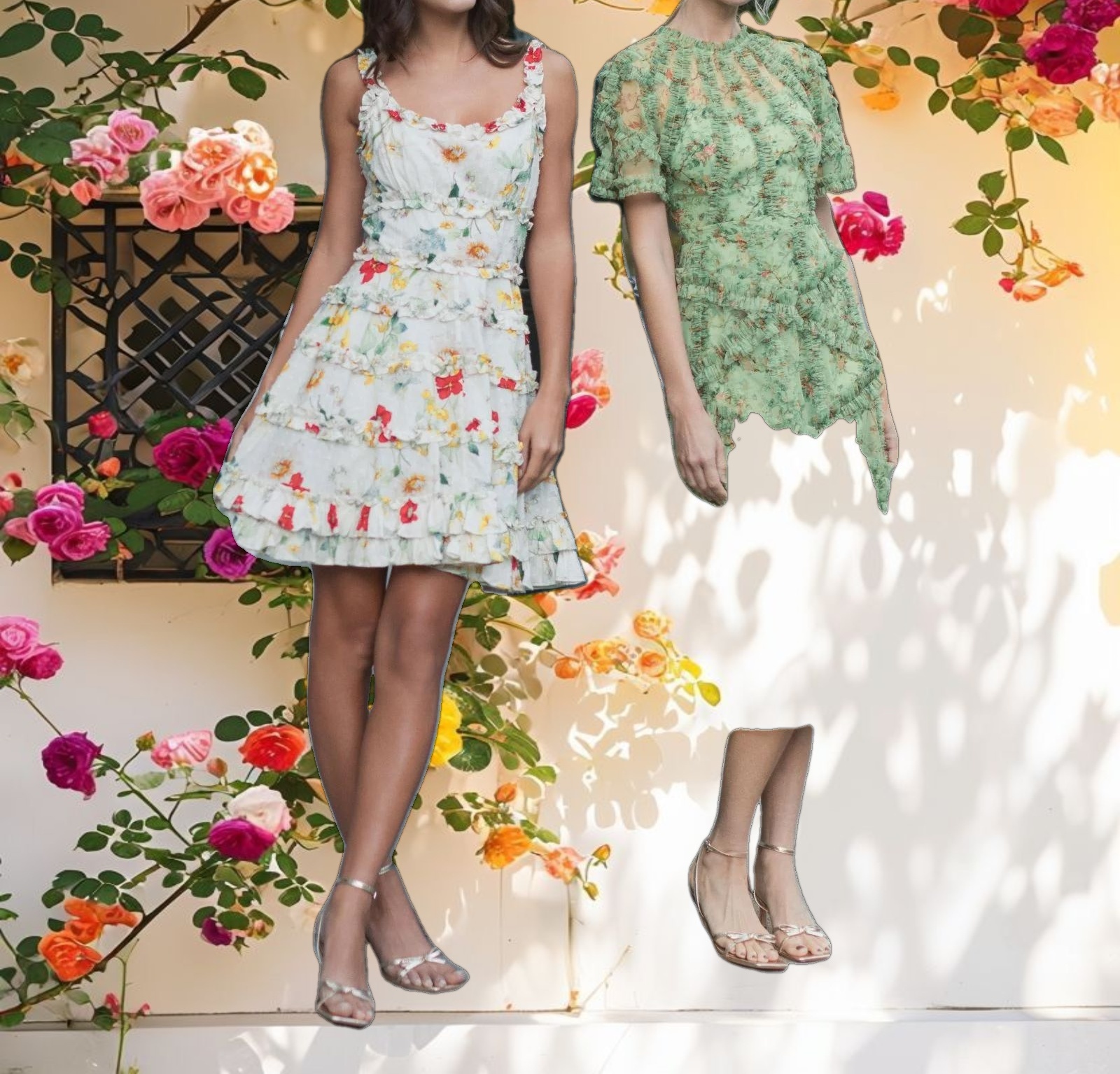 Floral Square Neck Ruffle Mini Dress