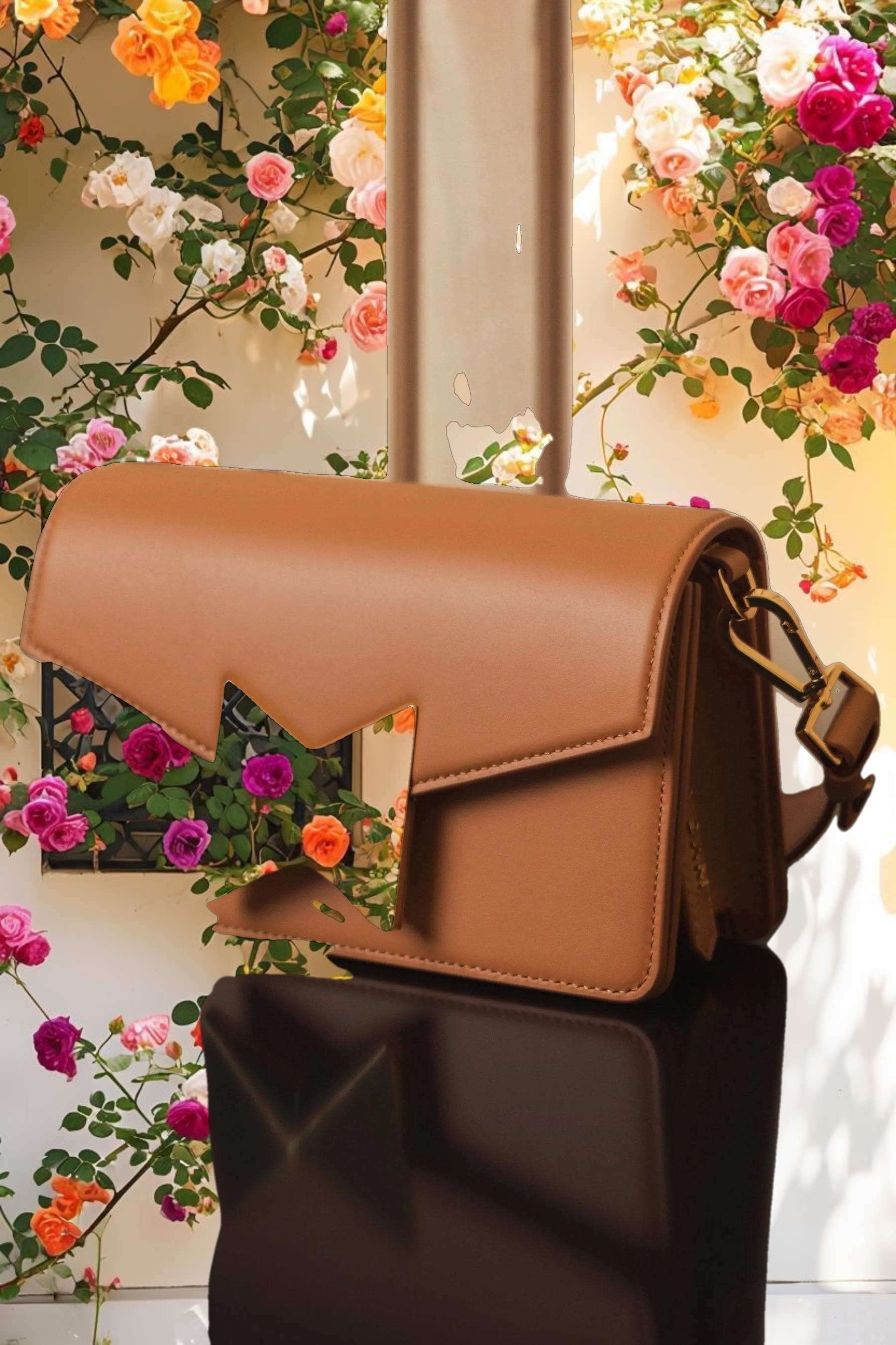 Mini Leather Shoulder Bag with Gold Hardware