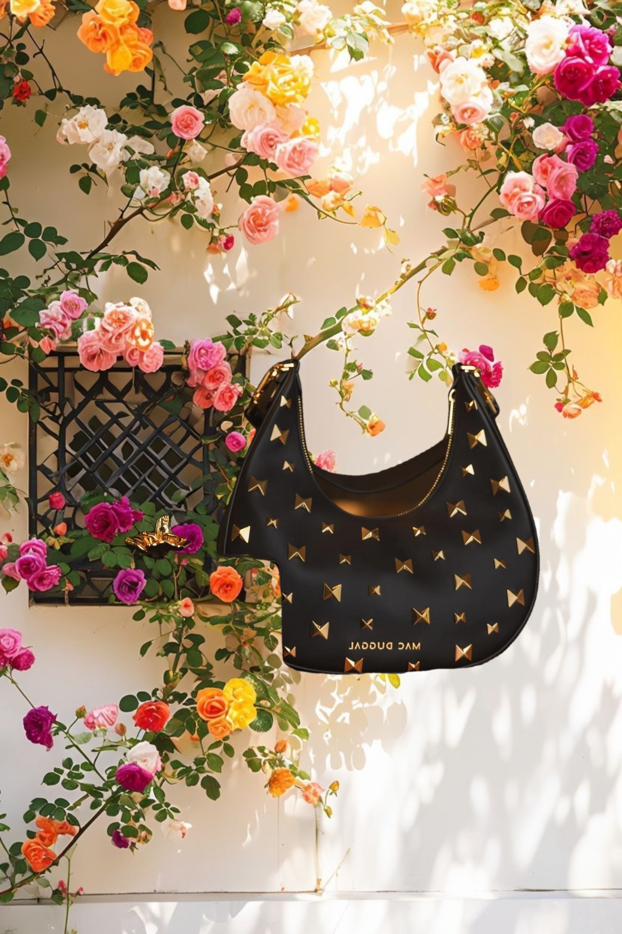 Leather Hobo Bag With Gold Hardware