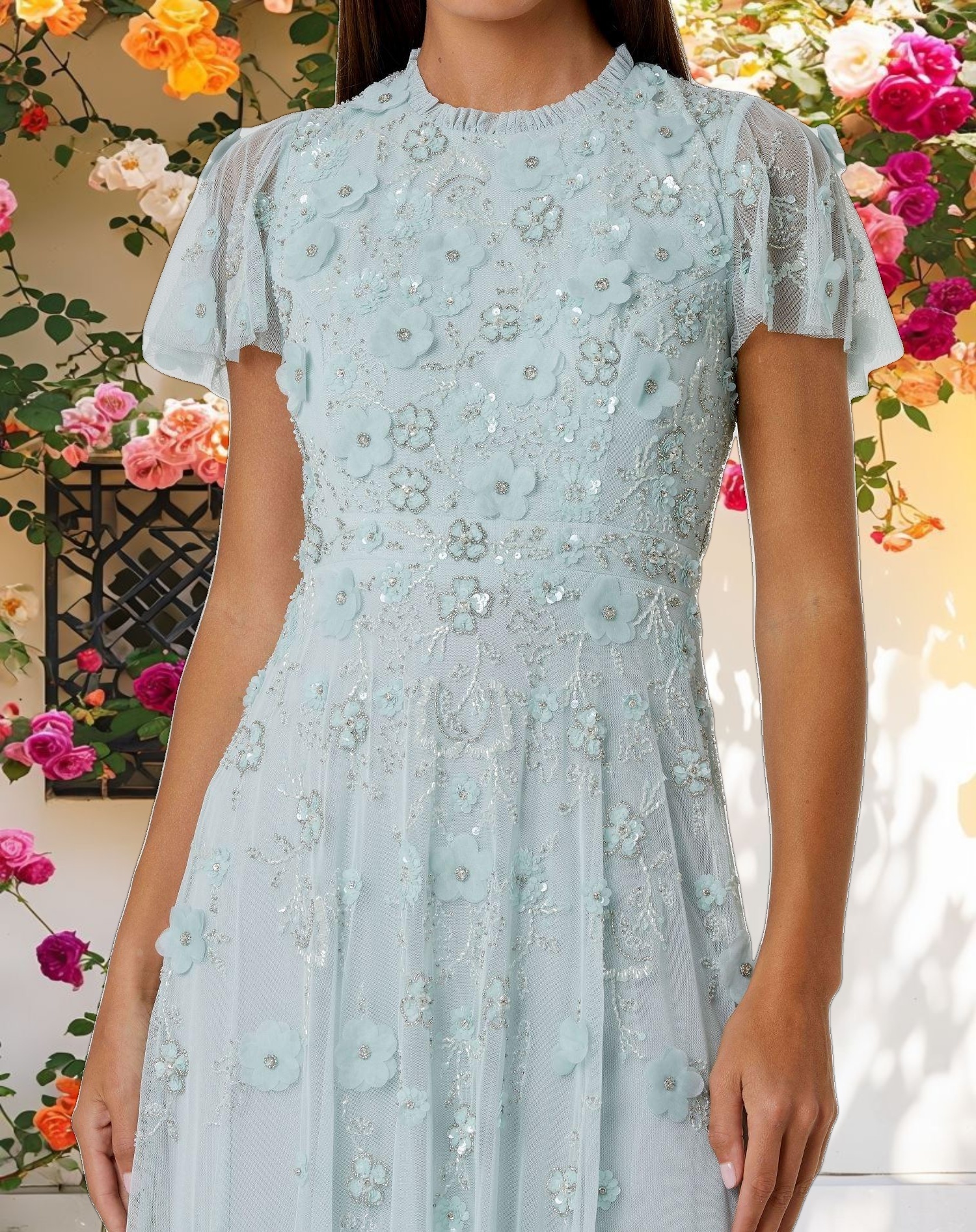 Sparkling Mesh Overlap Dress