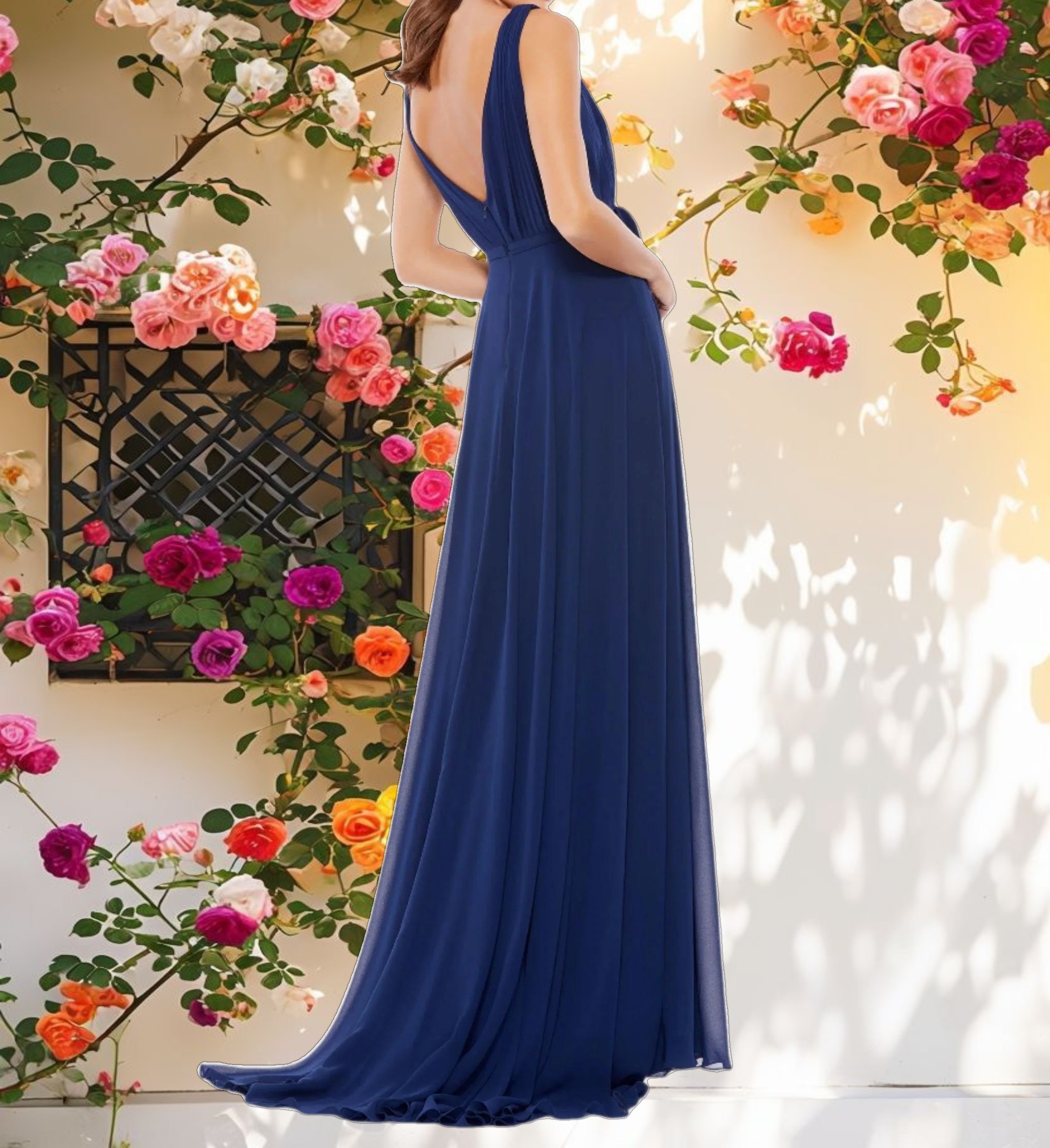 Blue Strapless U Neck Tulle Dress