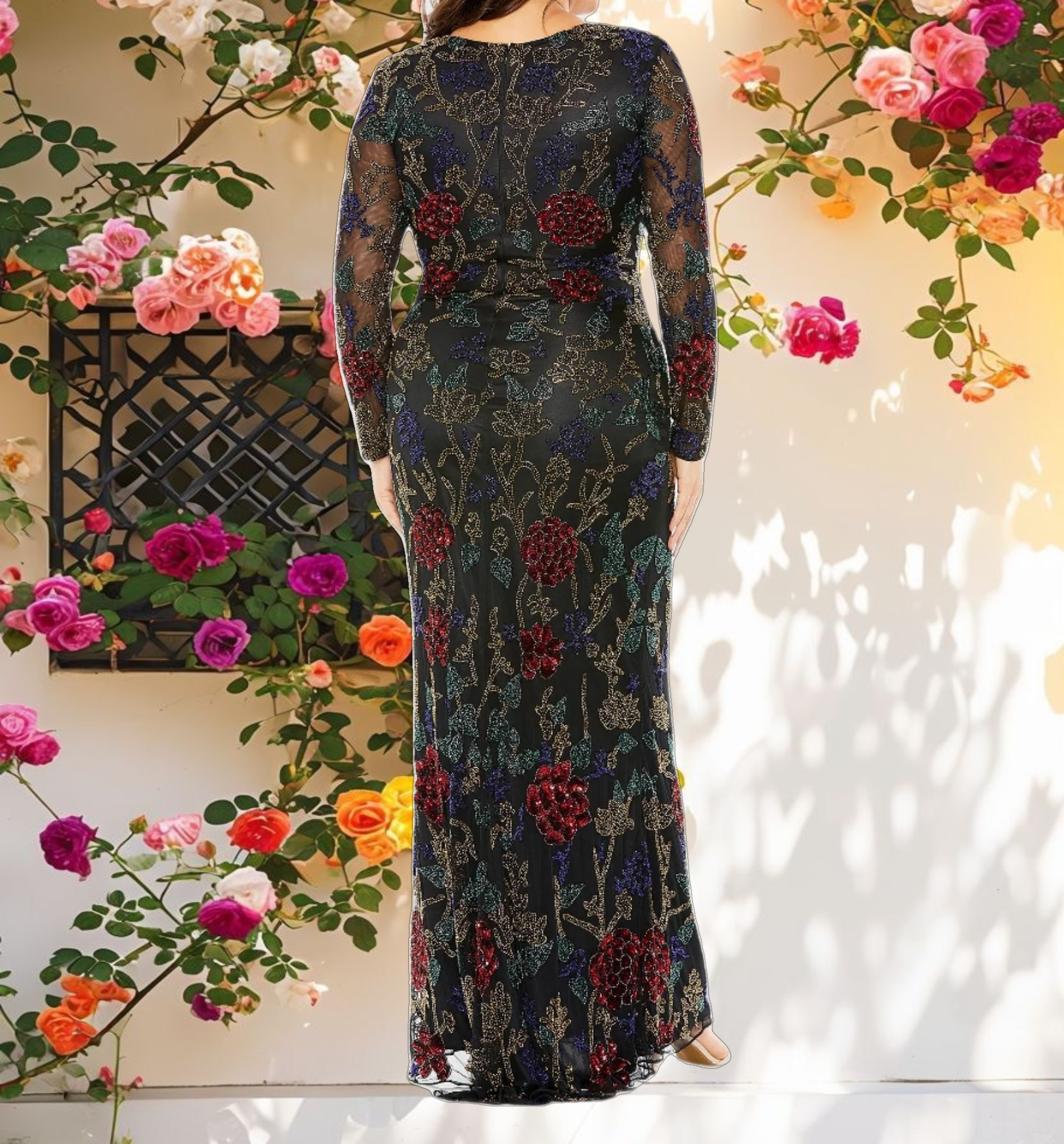 High Neck Beaded Embellished Gown