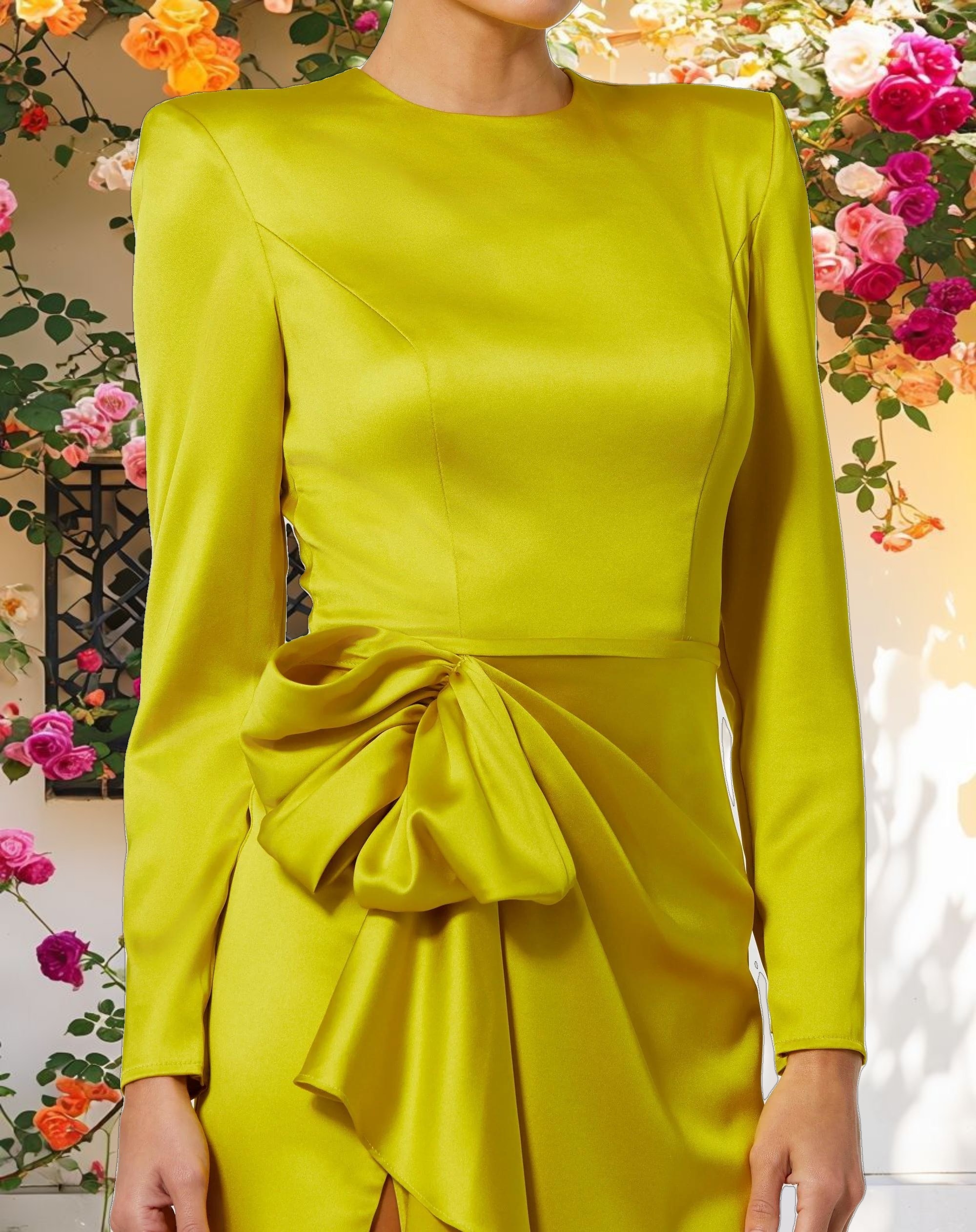 Gown with Structured Bow and Flowing Silhouette