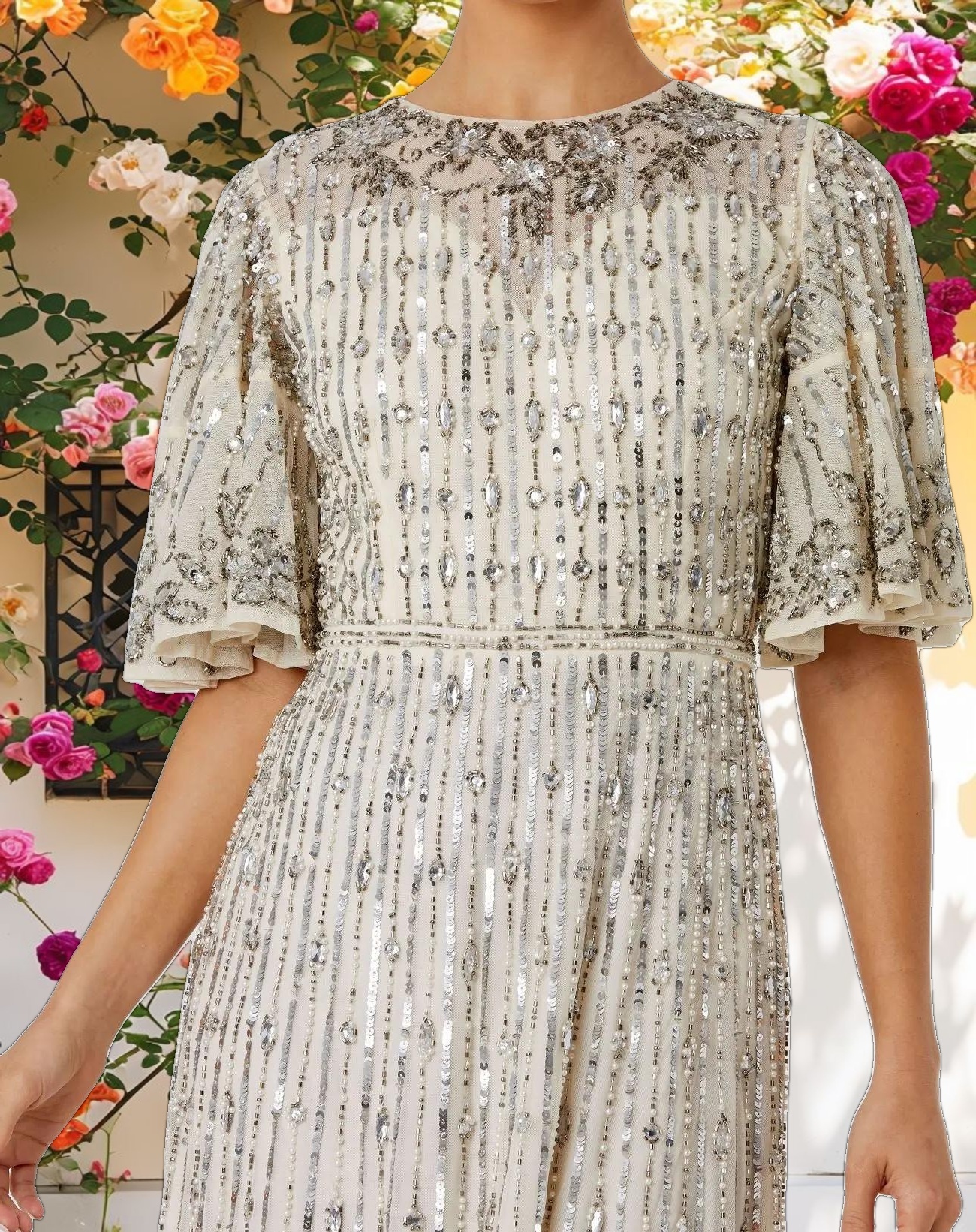 Flounce Sleeve Midi Dress