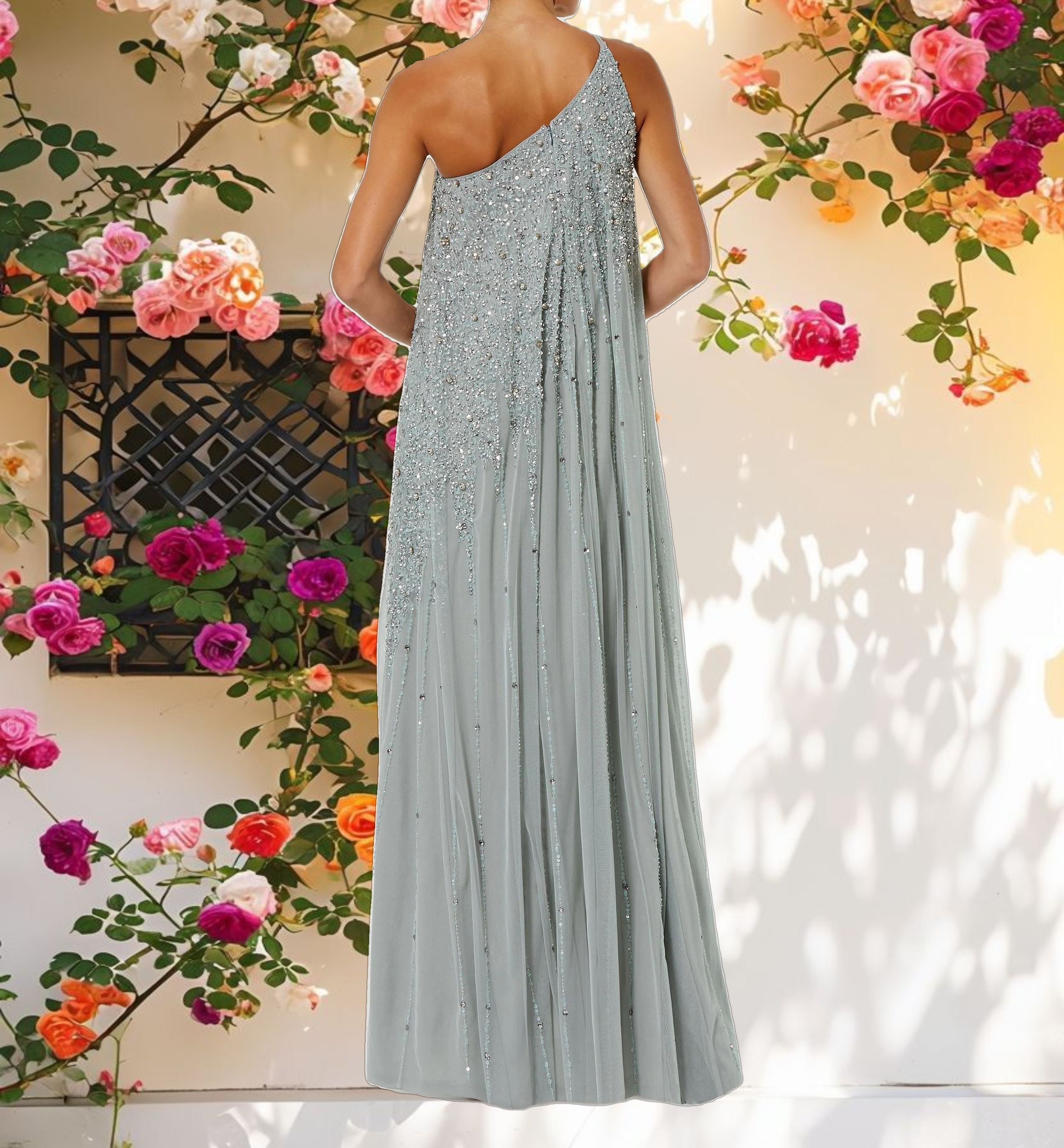 Green Embellished Trapeze A Line Gown