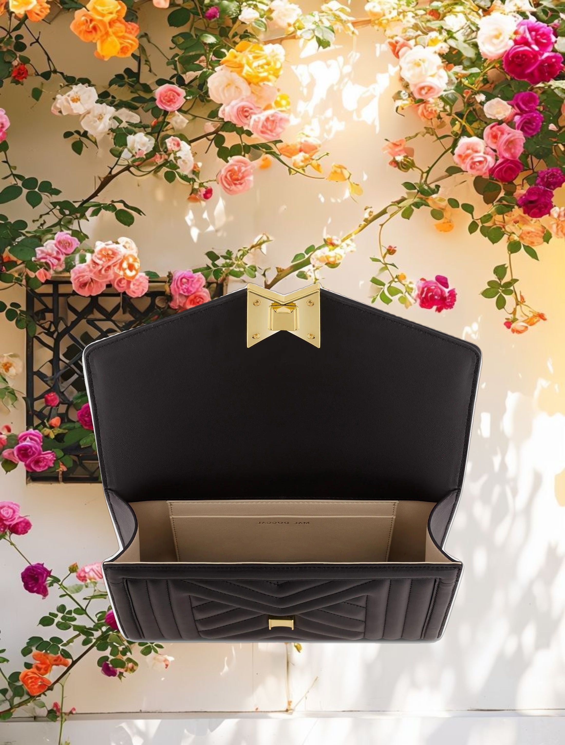 Quilted Napa Leather Handbag With Gold Hardware