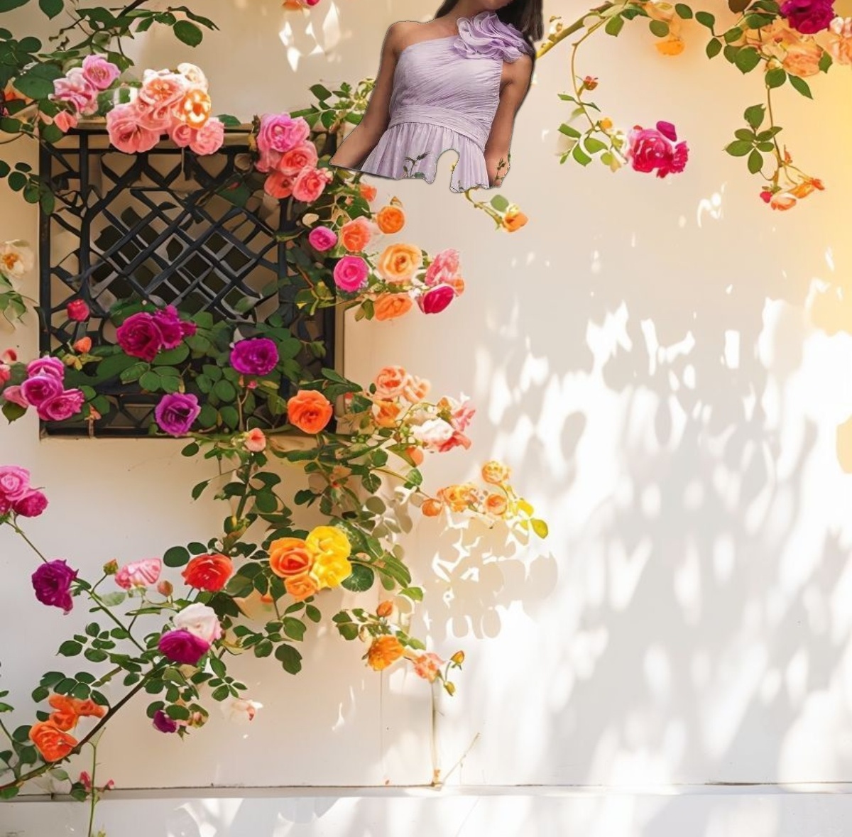 Purple Polka Dot Ruffled One Shoulder Gown