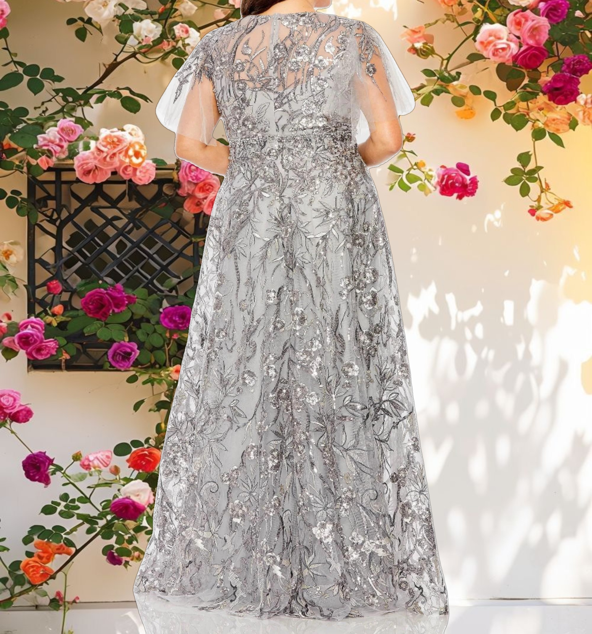 Elegant V-Neck Embellished A-Line Dress