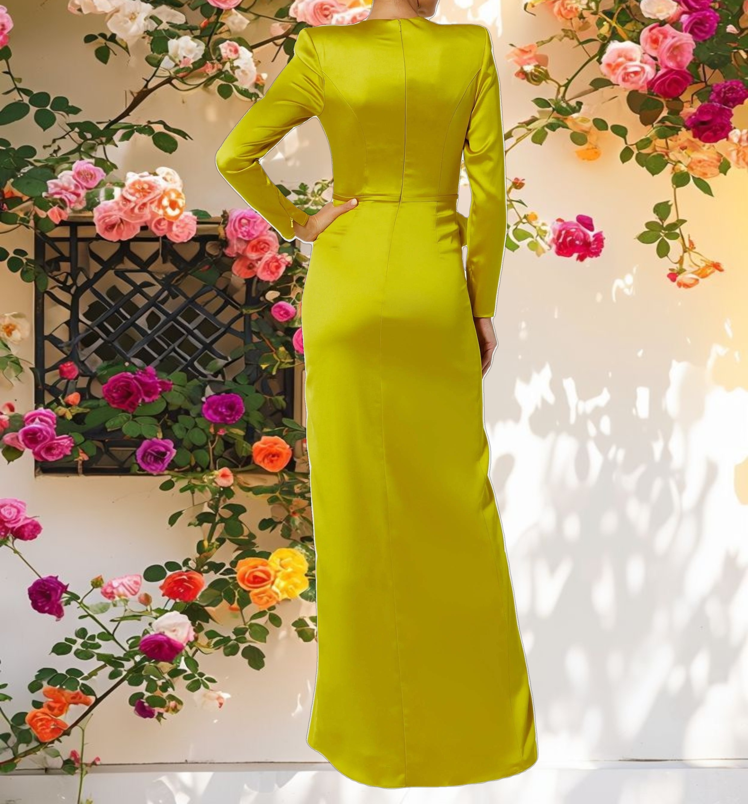 Gown with Structured Bow and Flowing Silhouette