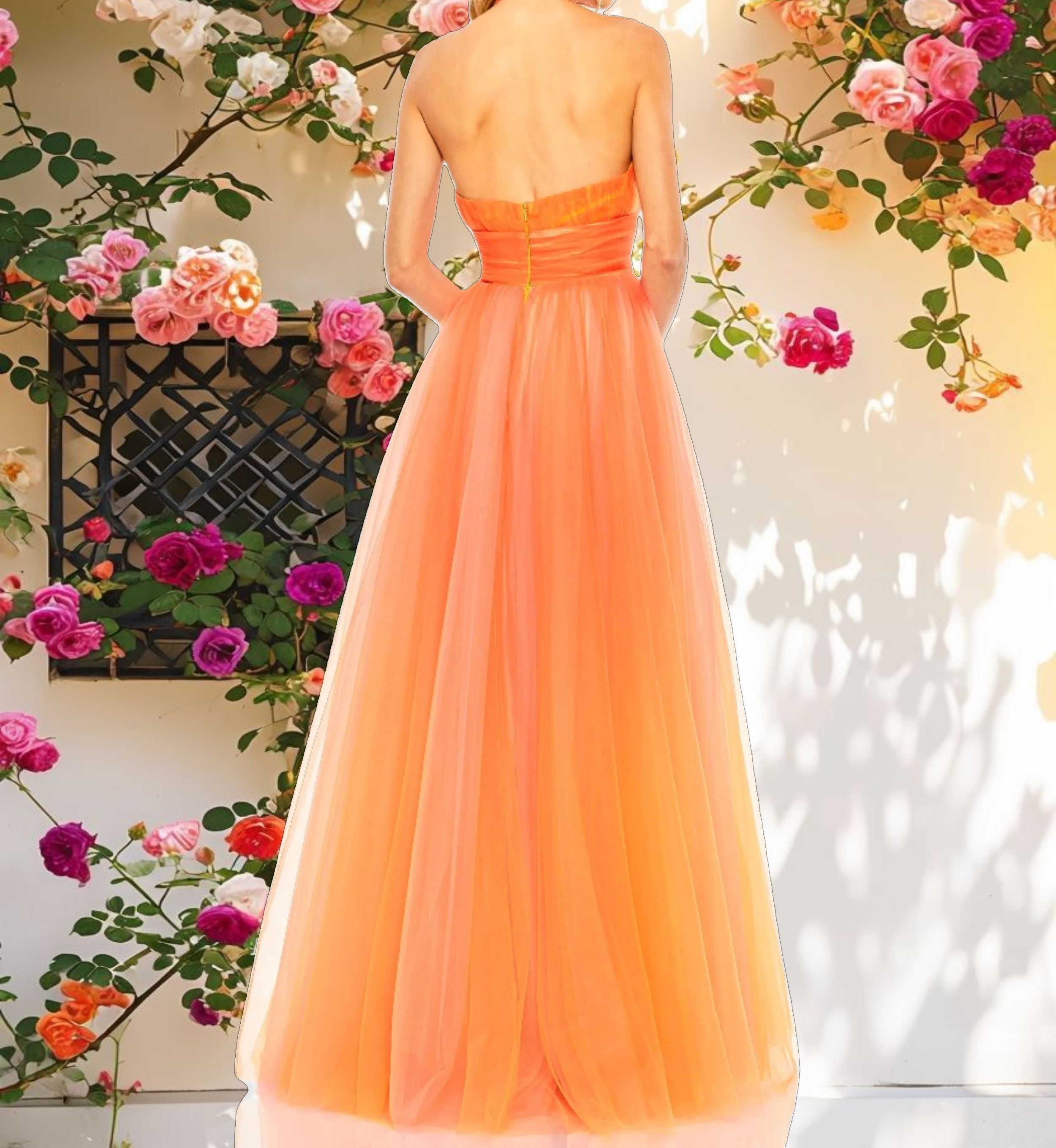 Orange Cross Front Ombre Gown