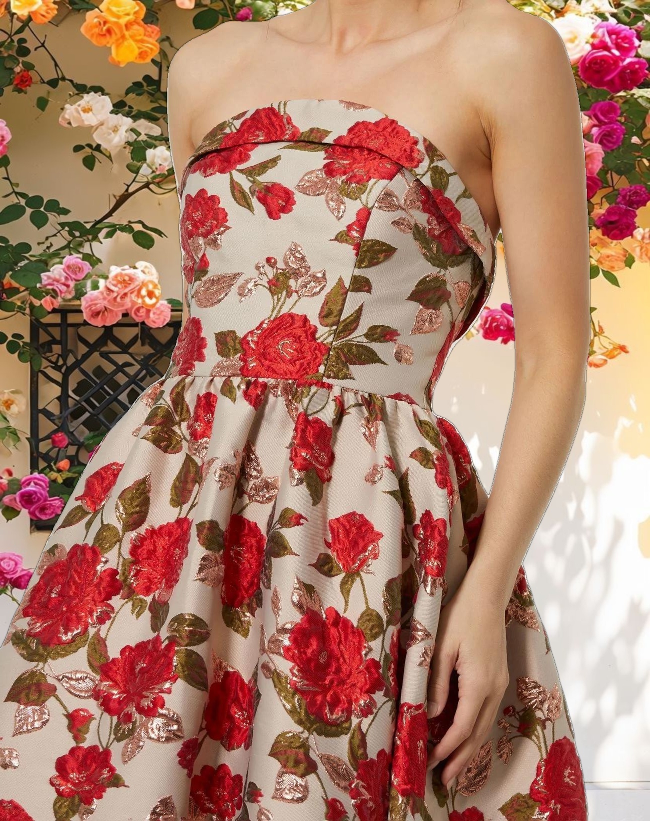 Flowy Floral Gown With Ruffle Hem