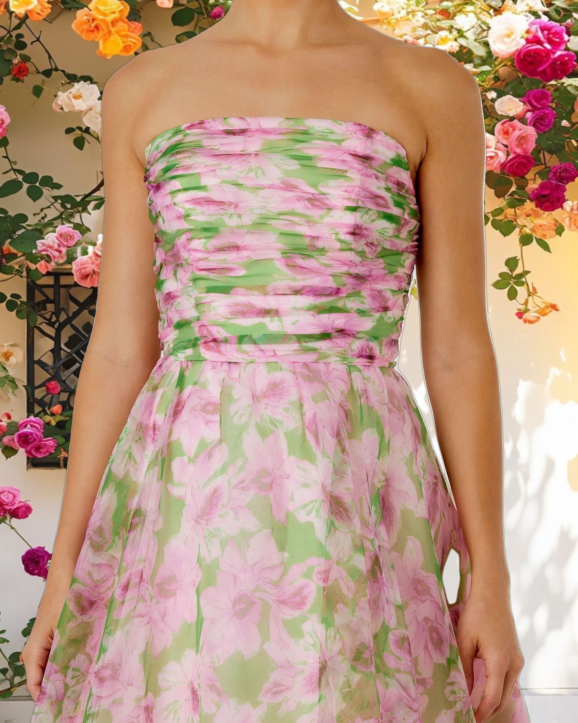 Ruffle Detail Chiffon Dress
