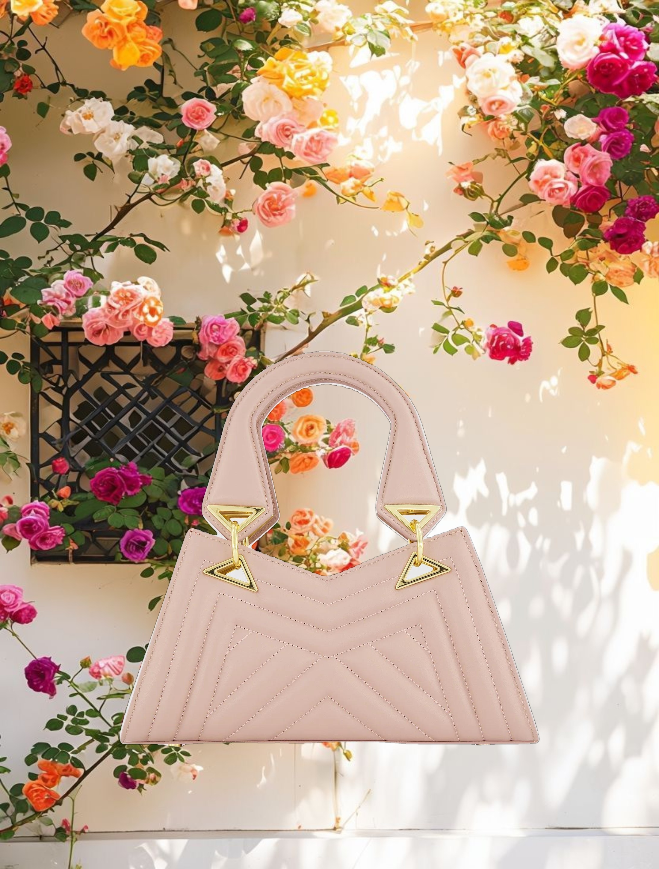 Angular Quilted Napa Leather Handbag