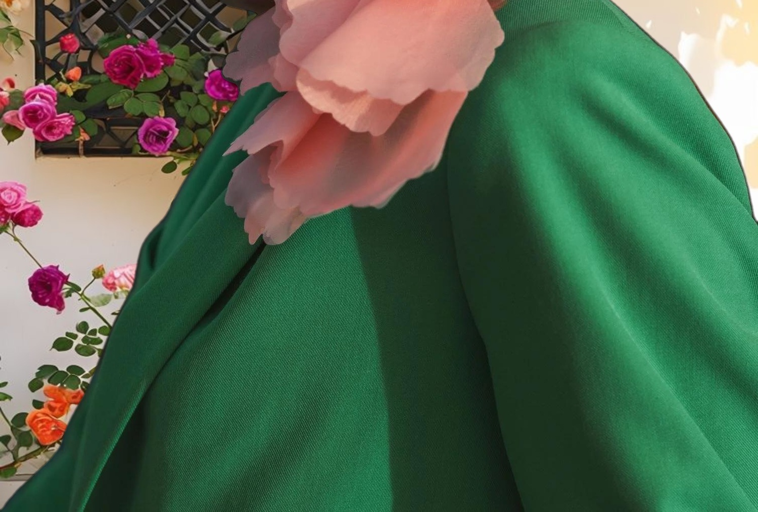 Classic Crepe Blazer Jacket With Flower